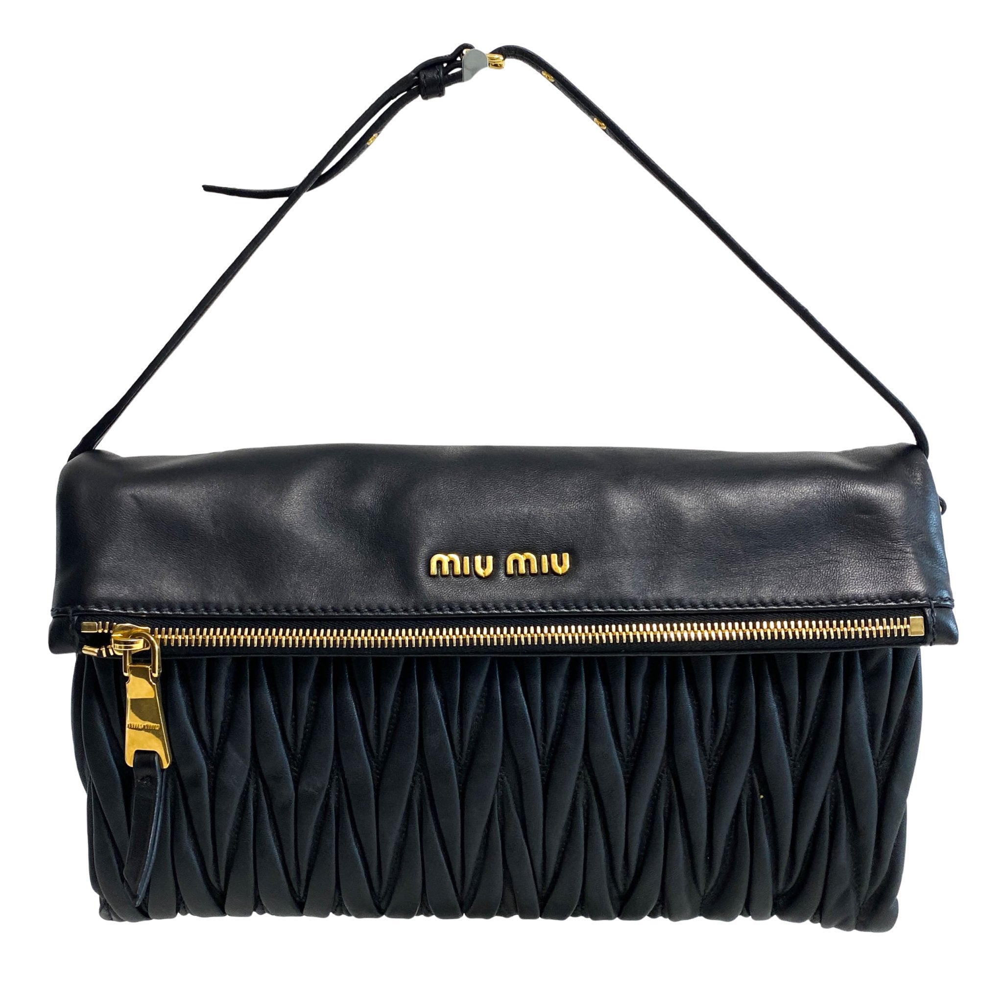 MIU MIU Matelasse Black Lambskin Leather Crossbody Clutch Bag, in , Sold by HIVE PRELOVED - Clutch bags, Crossbody bags,