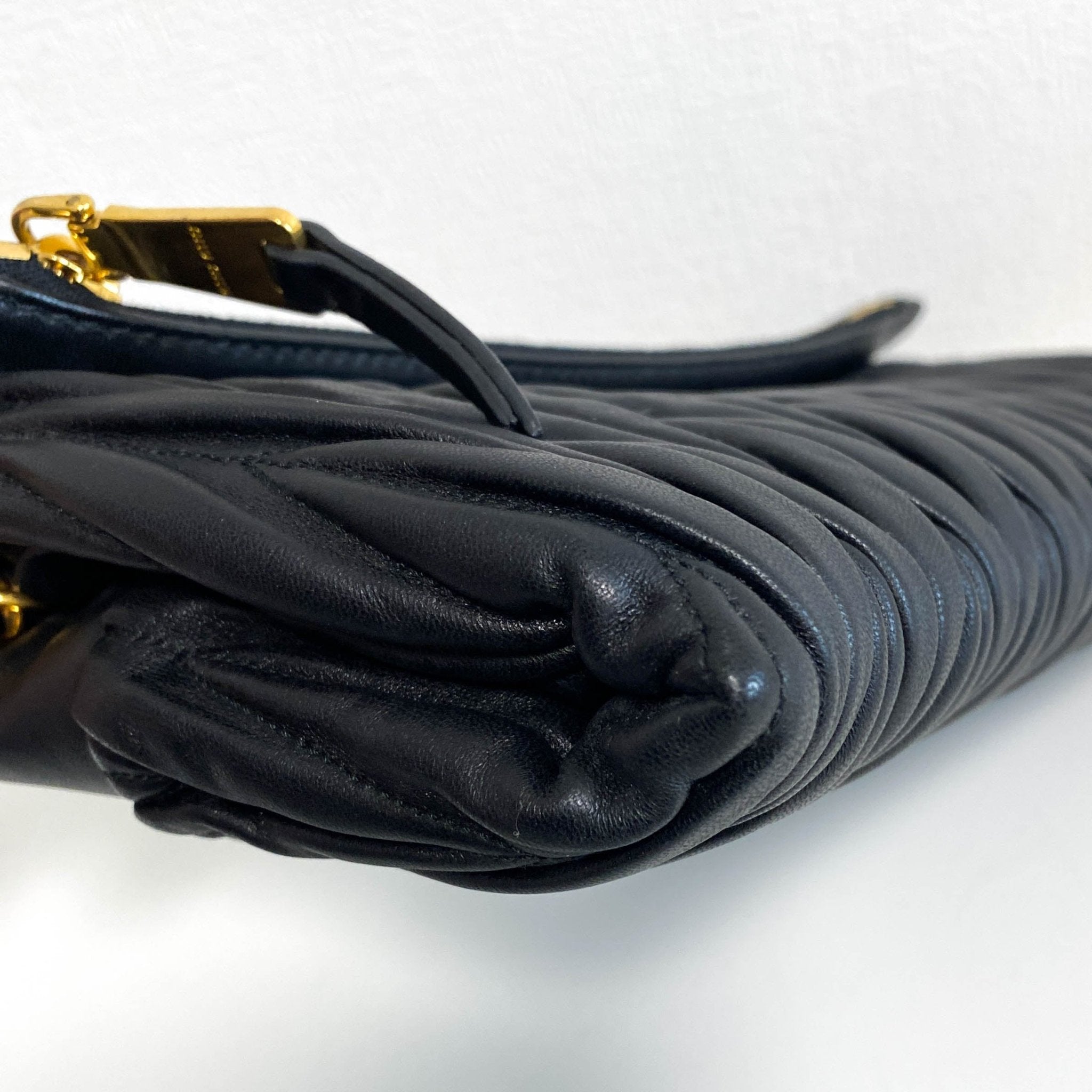 MIU MIU Matelasse Black Lambskin Leather Crossbody Clutch Bag, in , Sold by HIVE PRELOVED - Clutch bags, Crossbody bags,