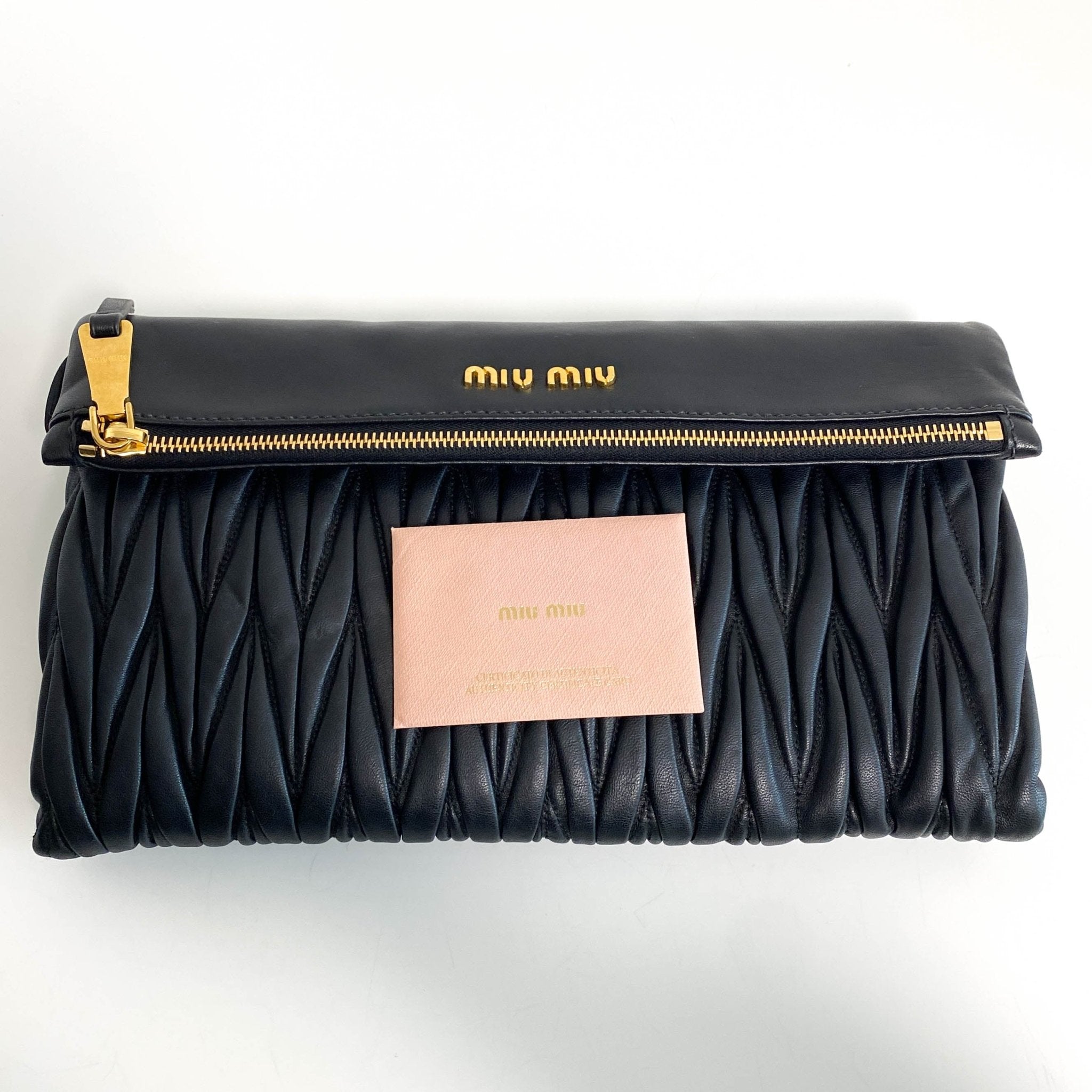 MIU MIU Matelasse Black Lambskin Leather Crossbody Clutch Bag, in , Sold by HIVE PRELOVED - Clutch bags, Crossbody bags,