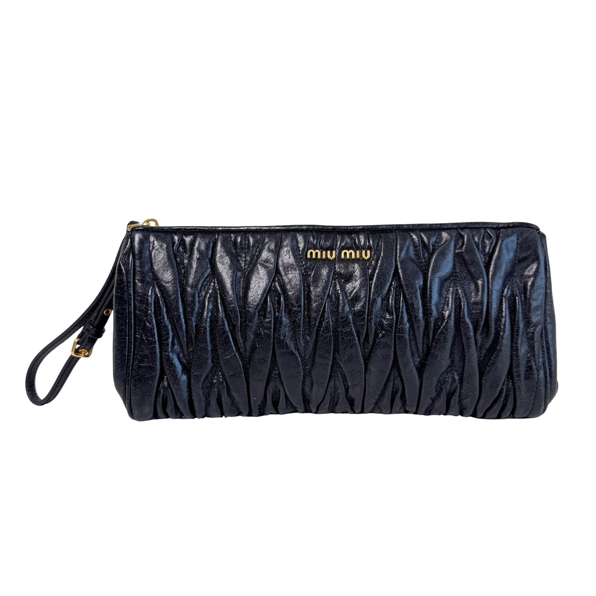 MIU MIU Matelasse Black Leather Clutch Bag, in , Sold by HIVE PRELOVED - Clutch bags, ,