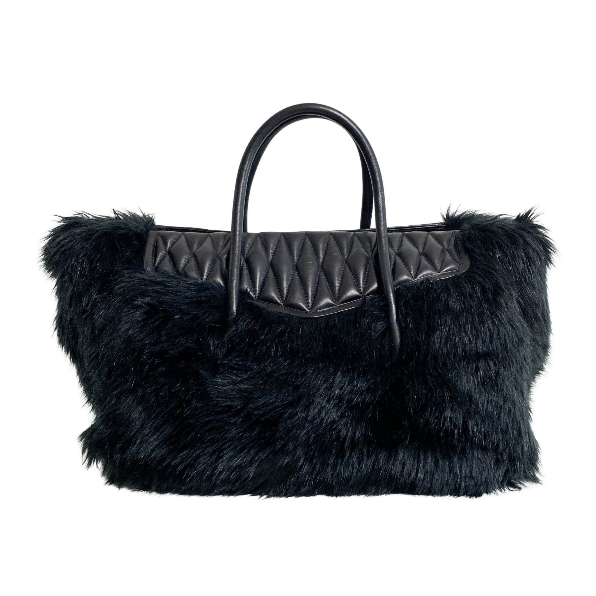 MIU MIU Matelasse Black Leather Fur Tote, in , Sold by HIVE PRELOVED - Totes, ,