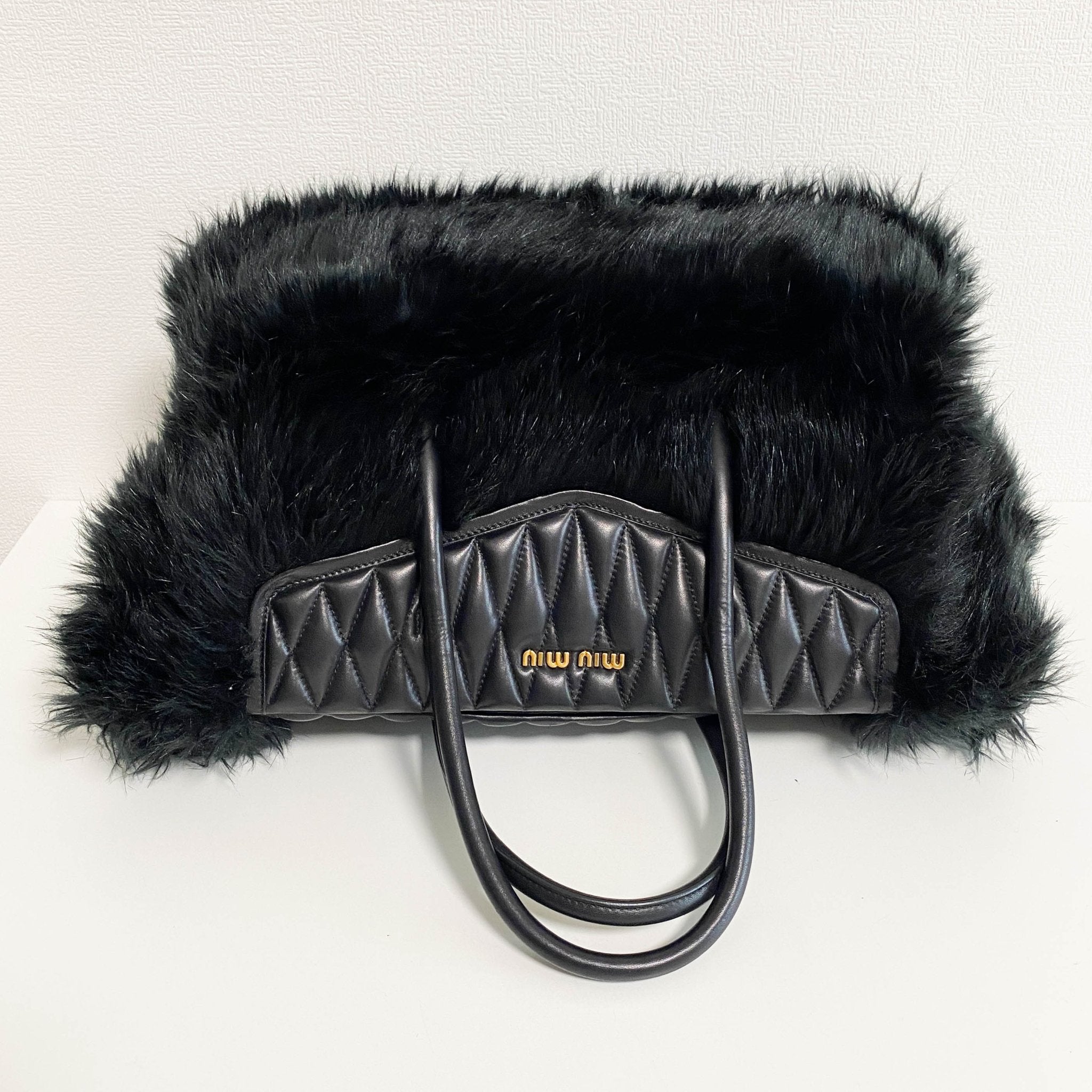 MIU MIU Matelasse Black Leather Fur Tote, in , Sold by HIVE PRELOVED - Totes, ,