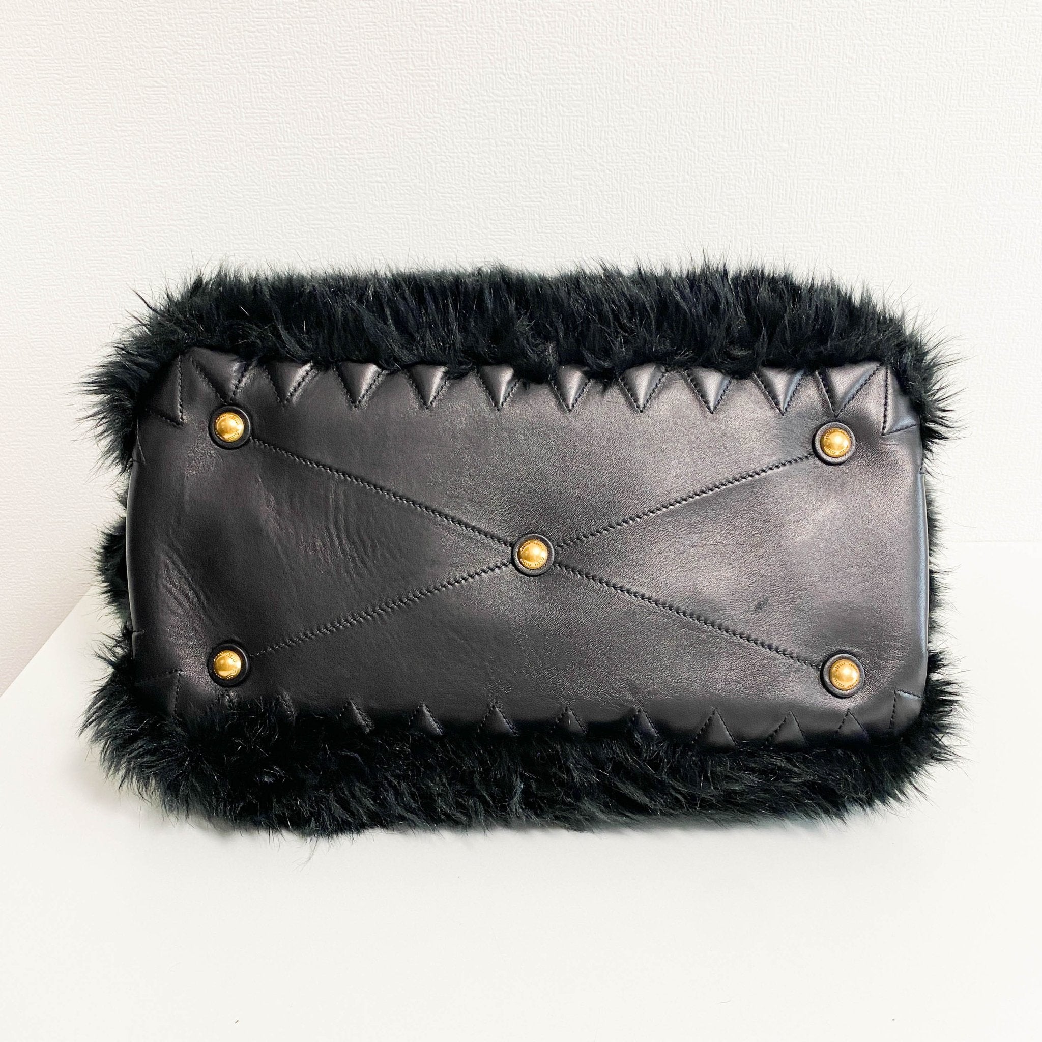 MIU MIU Matelasse Black Leather Fur Tote, in , Sold by HIVE PRELOVED - Totes, ,