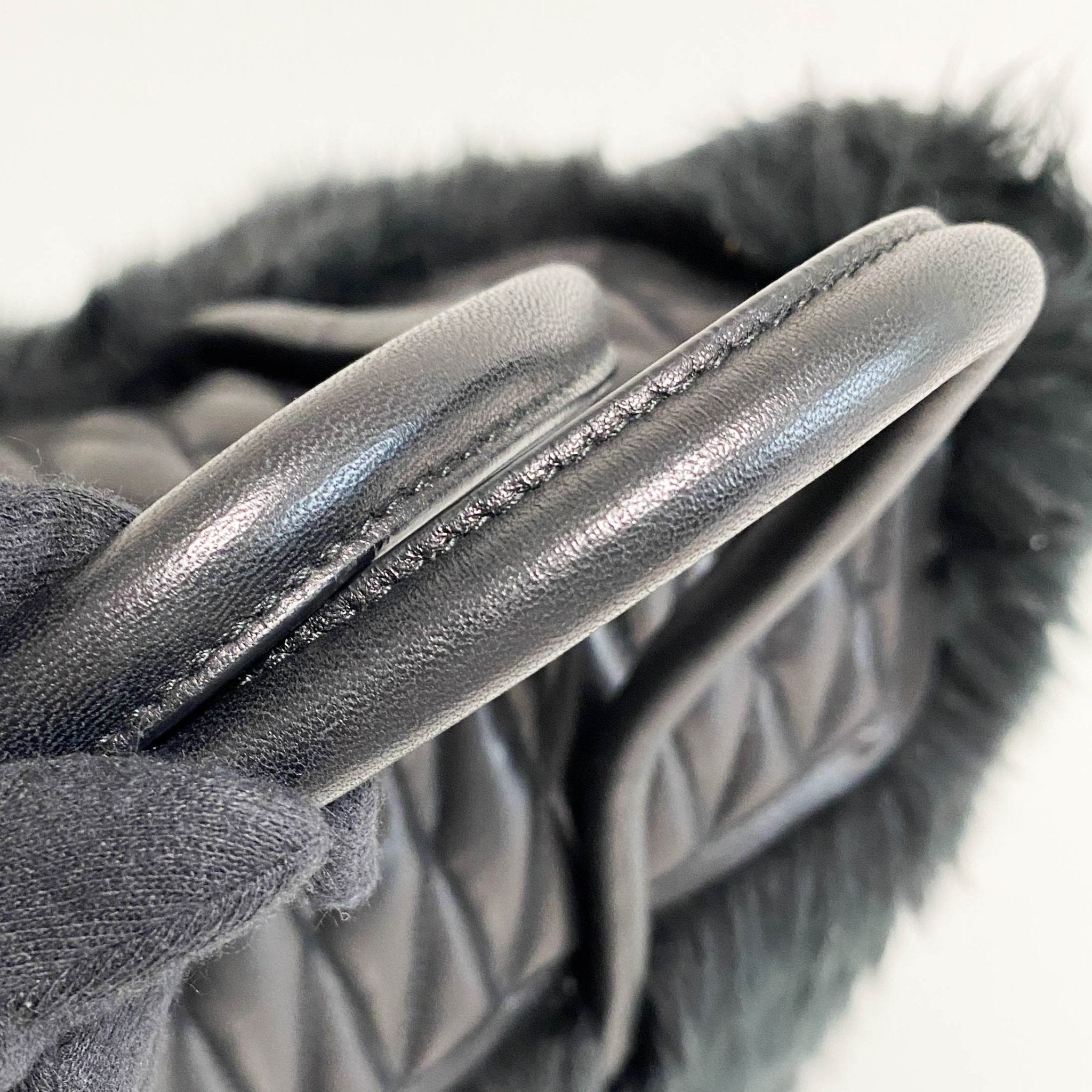 MIU MIU Matelasse Black Leather Fur Tote, in , Sold by HIVE PRELOVED - Totes, ,