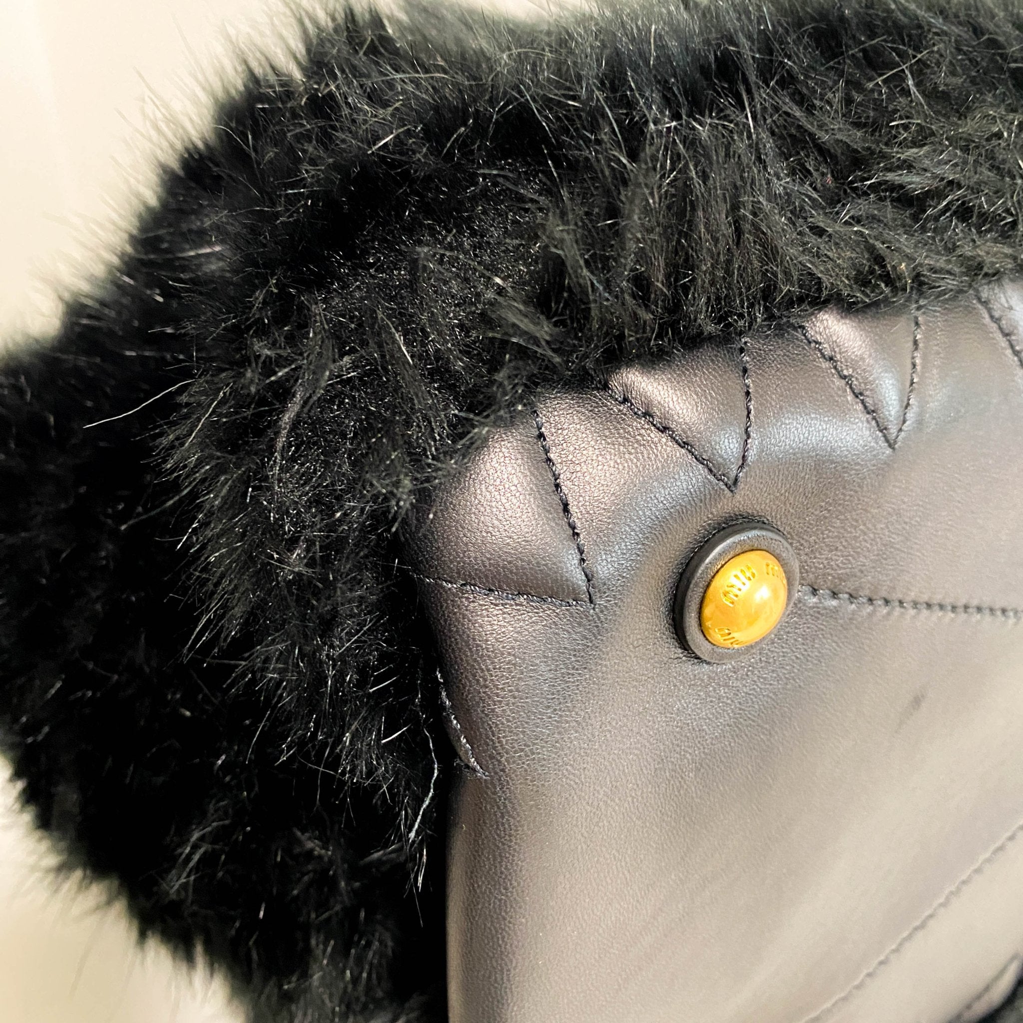 MIU MIU Matelasse Black Leather Fur Tote, in , Sold by HIVE PRELOVED - Totes, ,