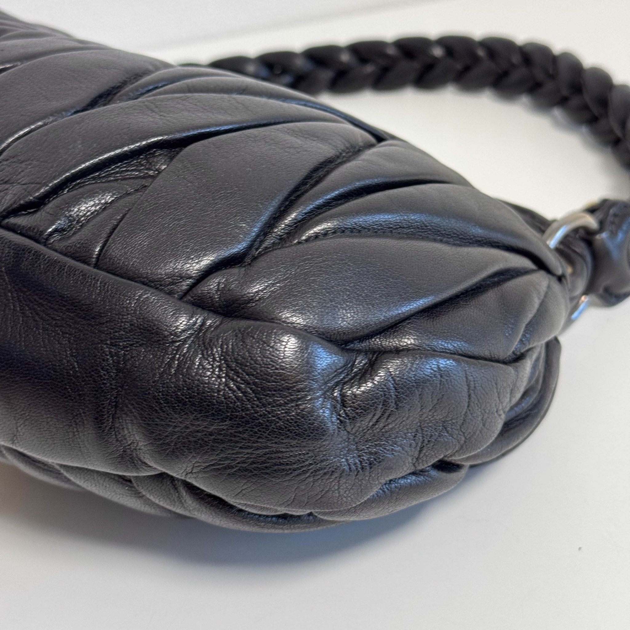 MIU MIU Matelasse Black Leather Hobo Shoulder Bag, in , Sold by HIVE PRELOVED - Shoulder Bags, ,