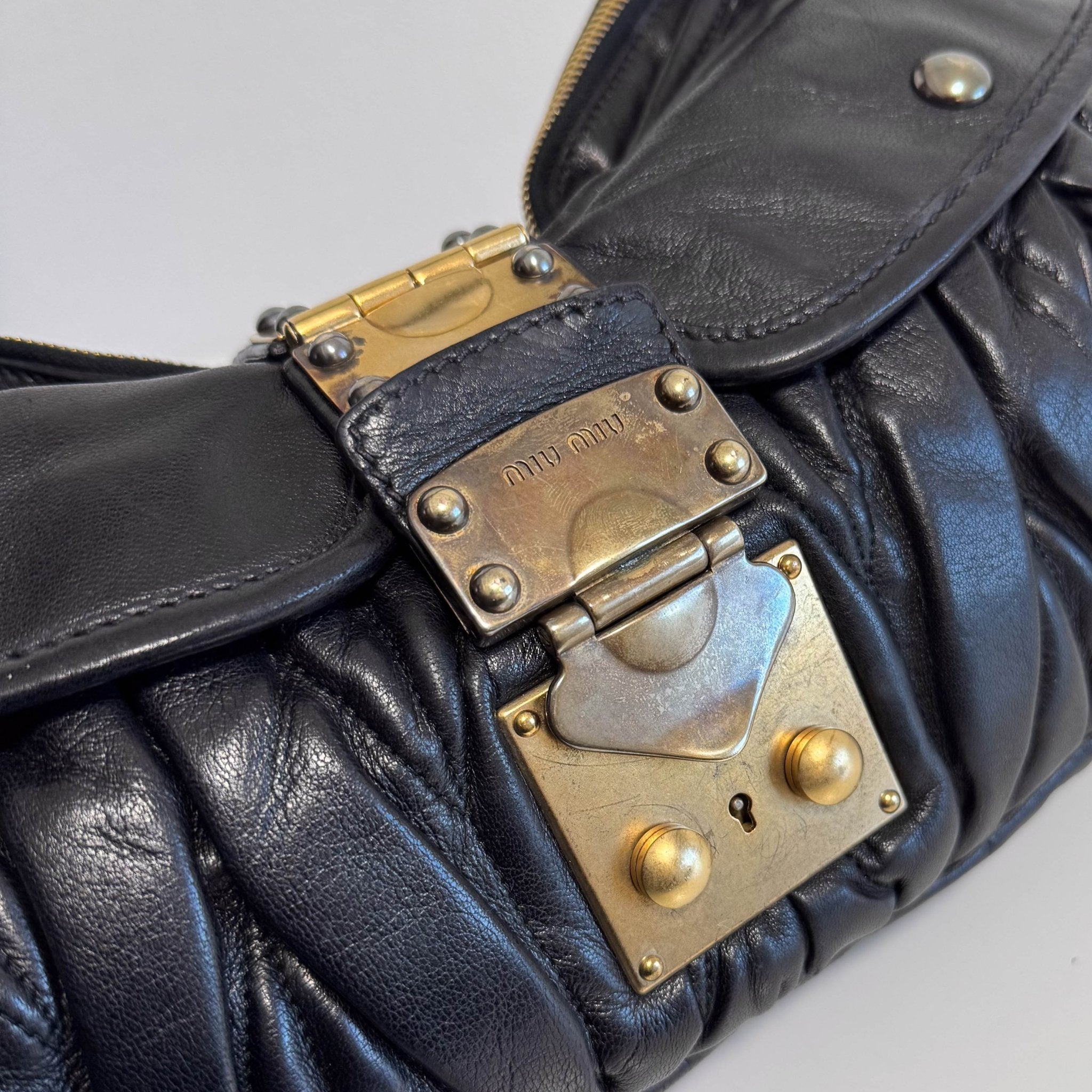 MIU MIU Matelasse Black Leather Hobo Shoulder Bag, in , Sold by HIVE PRELOVED - Shoulder Bags, ,