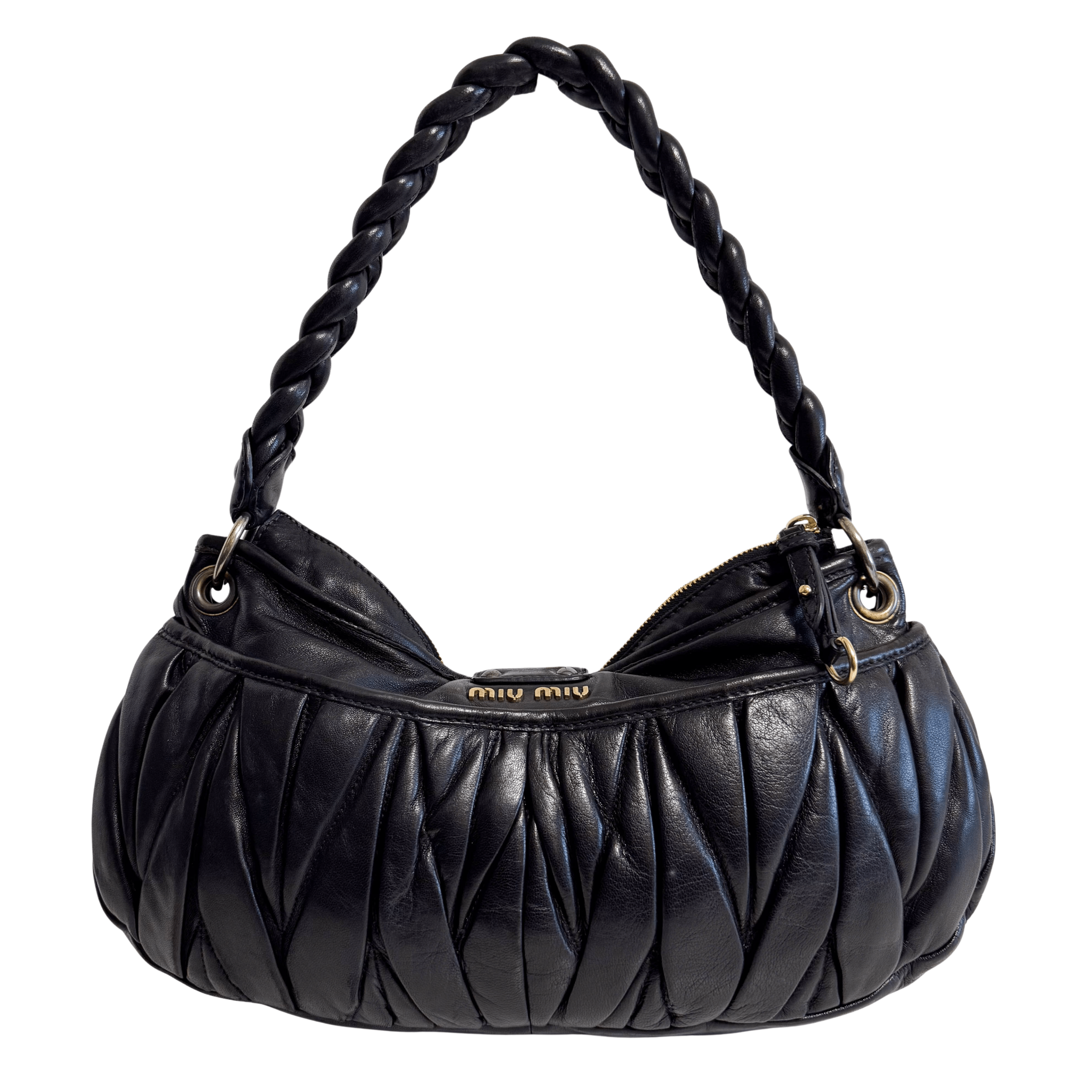 MIU MIU Matelasse Black Leather Hobo Shoulder Bag, in , Sold by HIVE PRELOVED - Shoulder Bags, ,