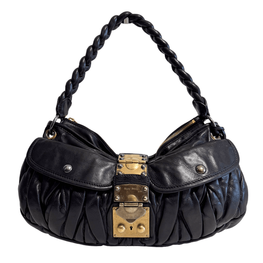 MIU MIU Matelasse Black Leather Hobo Shoulder Bag, in , Sold by HIVE PRELOVED - Shoulder Bags, ,