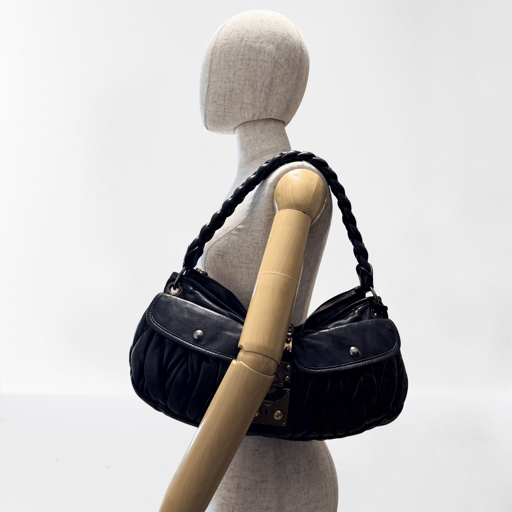 MIU MIU Matelasse Black Leather Hobo Shoulder Bag, in , Sold by HIVE PRELOVED - Shoulder Bags, ,