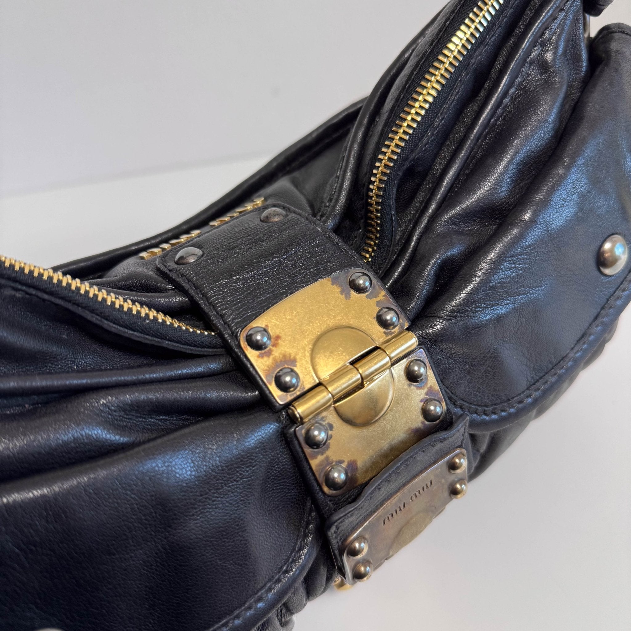 MIU MIU Matelasse Black Leather Hobo Shoulder Bag, in , Sold by HIVE PRELOVED - Shoulder Bags, ,