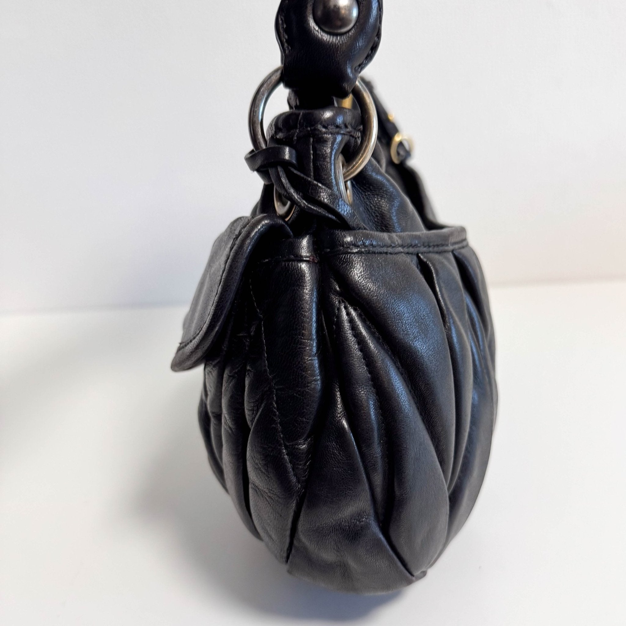 MIU MIU Matelasse Black Leather Hobo Shoulder Bag, in , Sold by HIVE PRELOVED - Shoulder Bags, ,