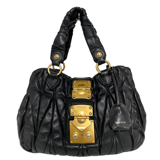 MIU MIU Matelassé Black Leather Shoulder Handbag, in , Sold by HIVE PRELOVED - Crossbody bags, Handle Bags,