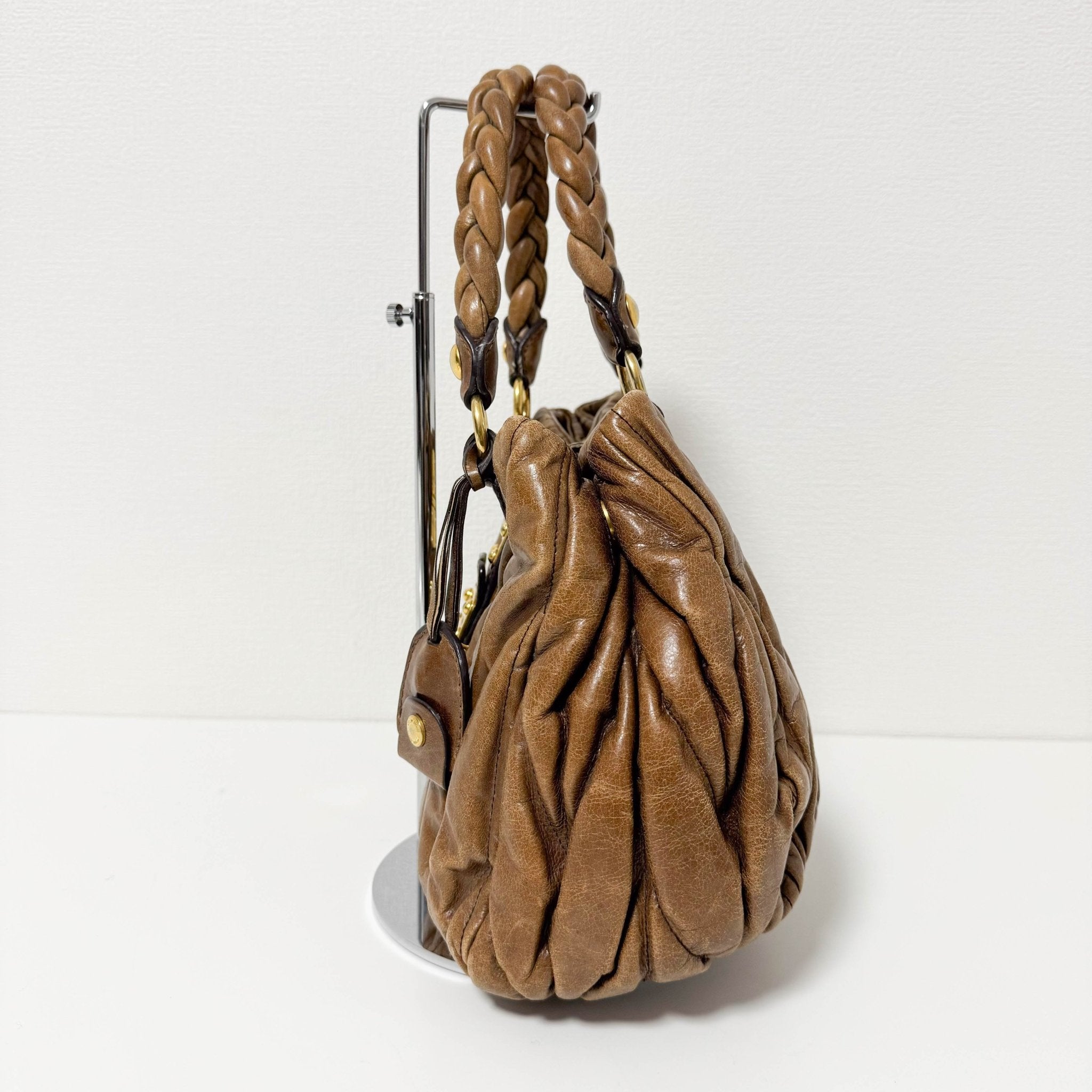 MIU MIU Matelassé Brown Leather Crossbody / Handbag, in , Sold by HIVE PRELOVED - Crossbody bags, Handle Bags,