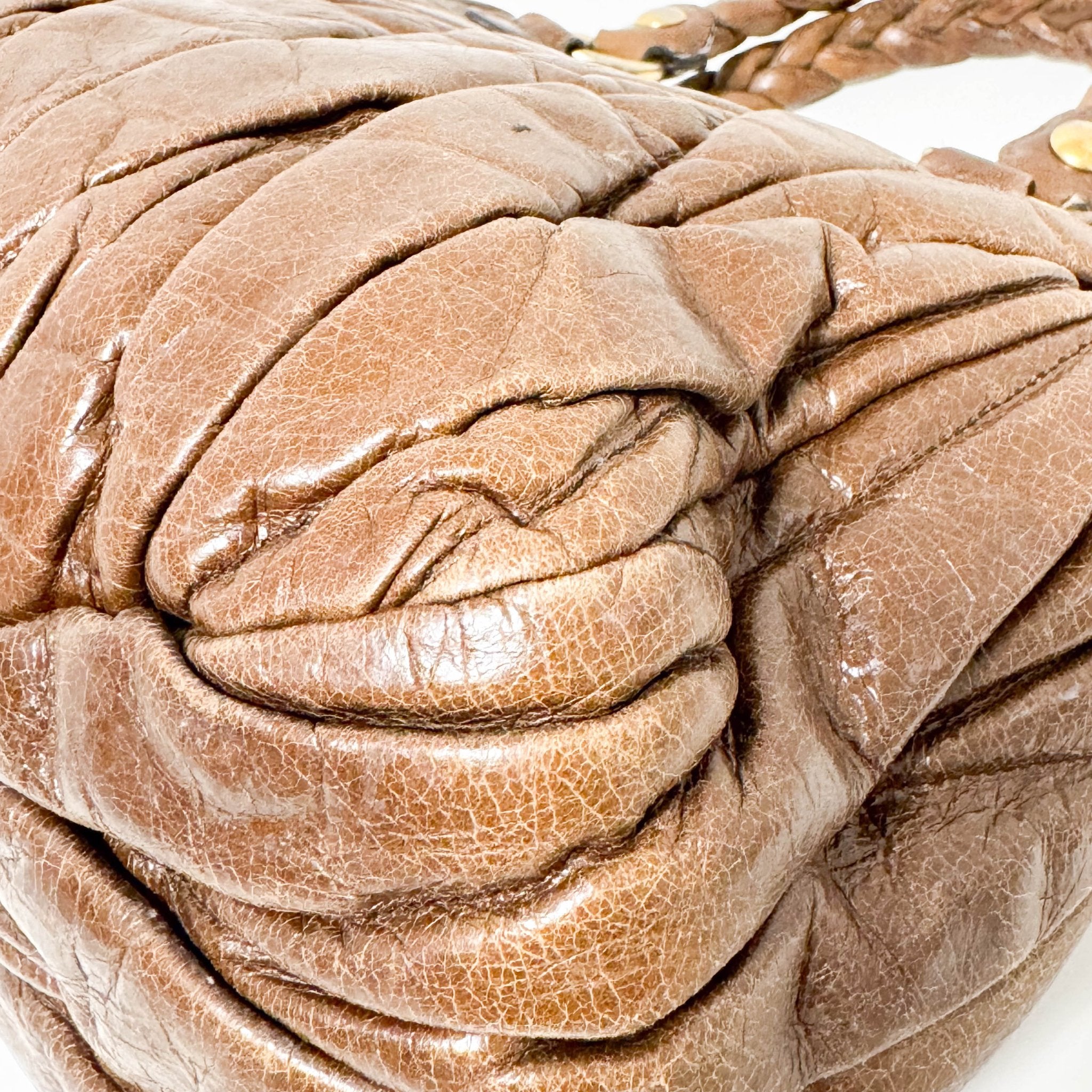 MIU MIU Matelassé Brown Leather Crossbody / Handbag, in , Sold by HIVE PRELOVED - Crossbody bags, Handle Bags,