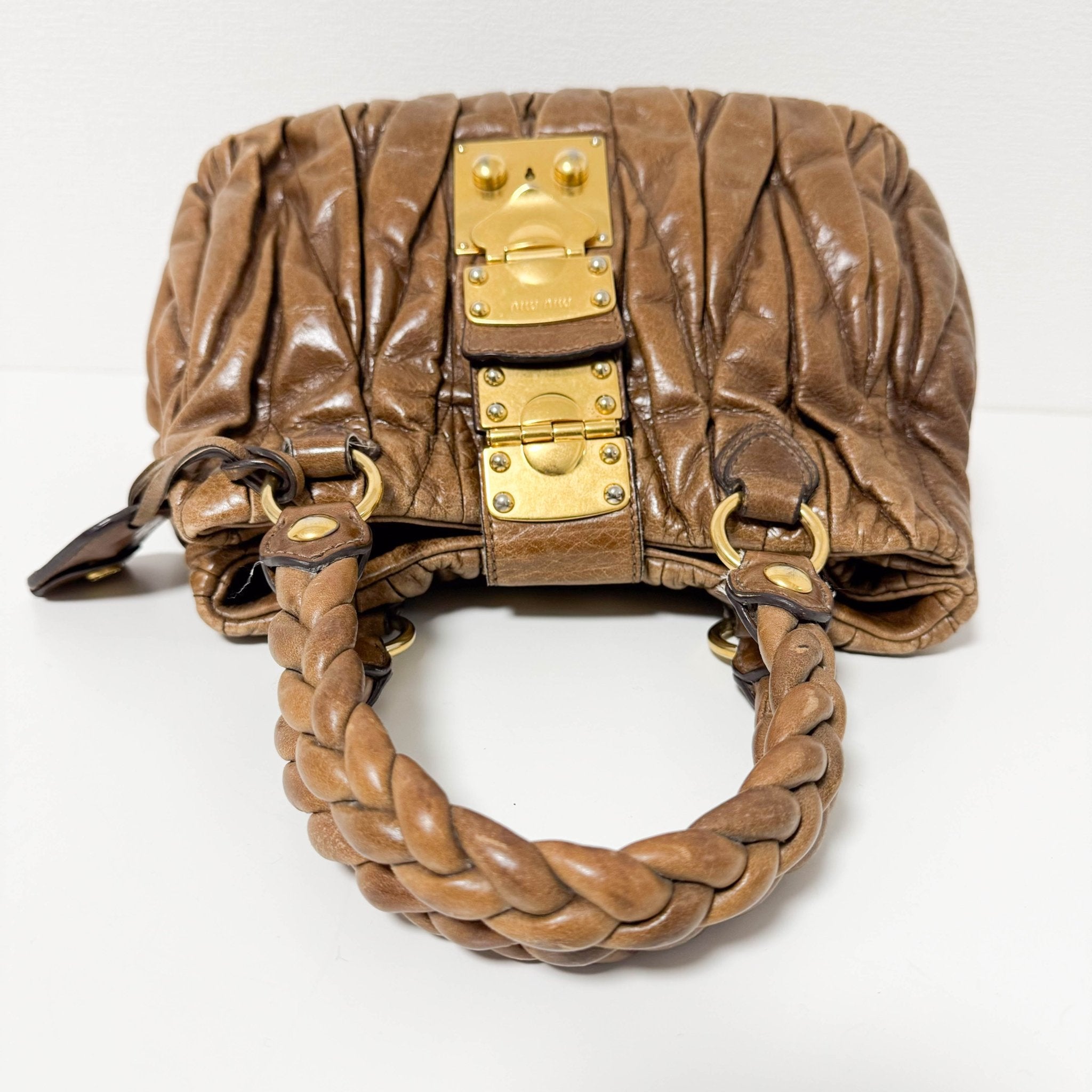 MIU MIU Matelassé Brown Leather Crossbody / Handbag, in , Sold by HIVE PRELOVED - Crossbody bags, Handle Bags,