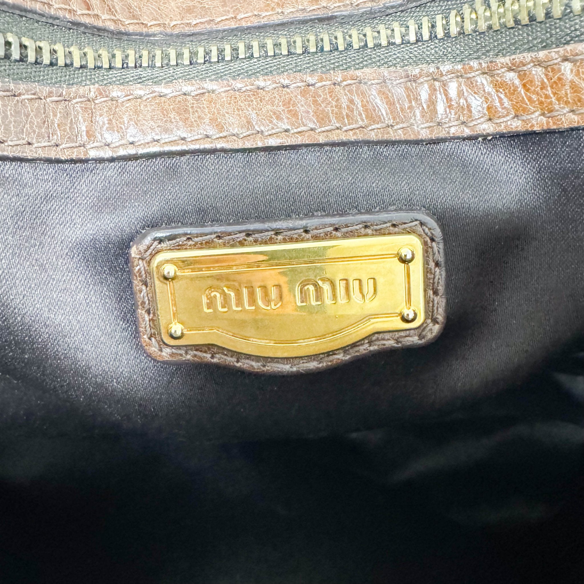 MIU MIU Matelassé Brown Leather Crossbody / Handbag, in , Sold by HIVE PRELOVED - Crossbody bags, Handle Bags,