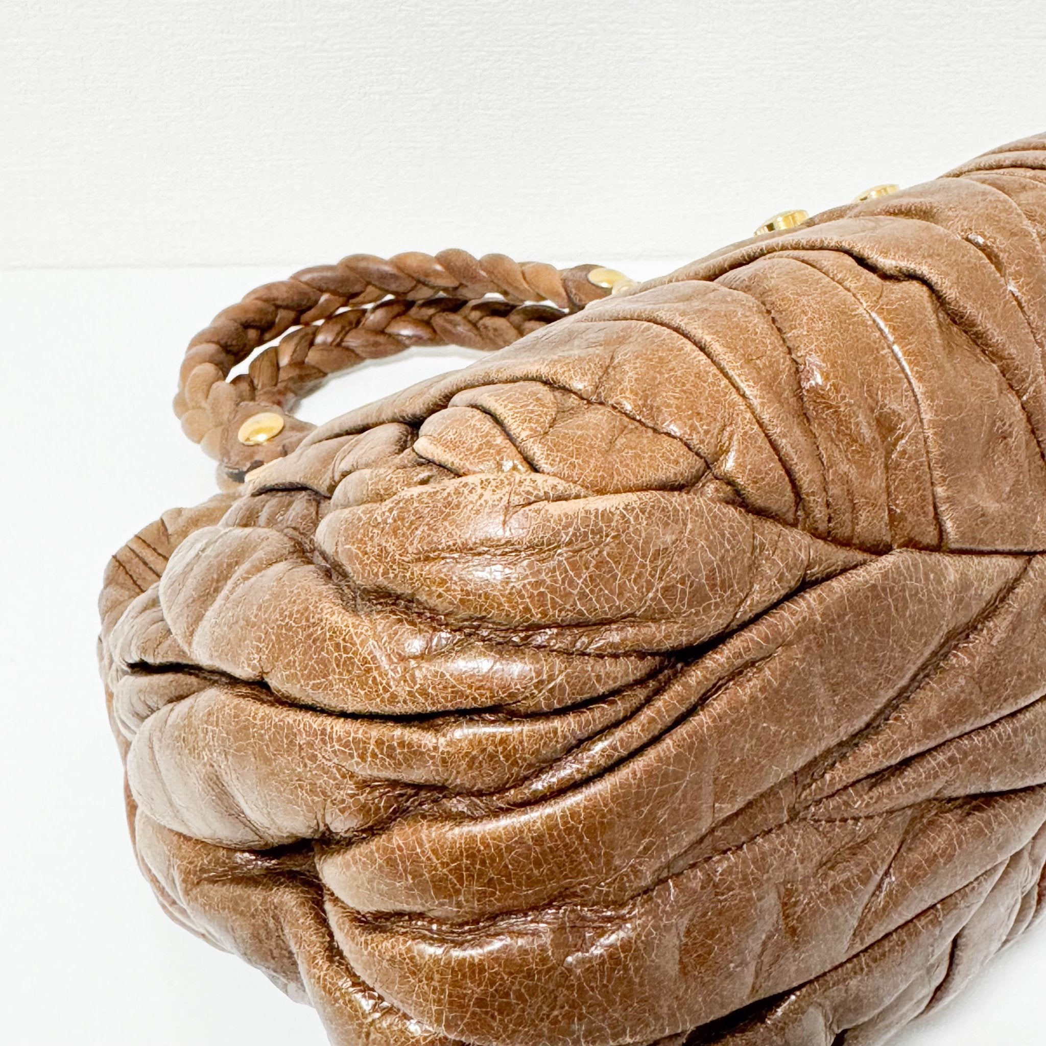 MIU MIU Matelassé Brown Leather Crossbody / Handbag, in , Sold by HIVE PRELOVED - Crossbody bags, Handle Bags,