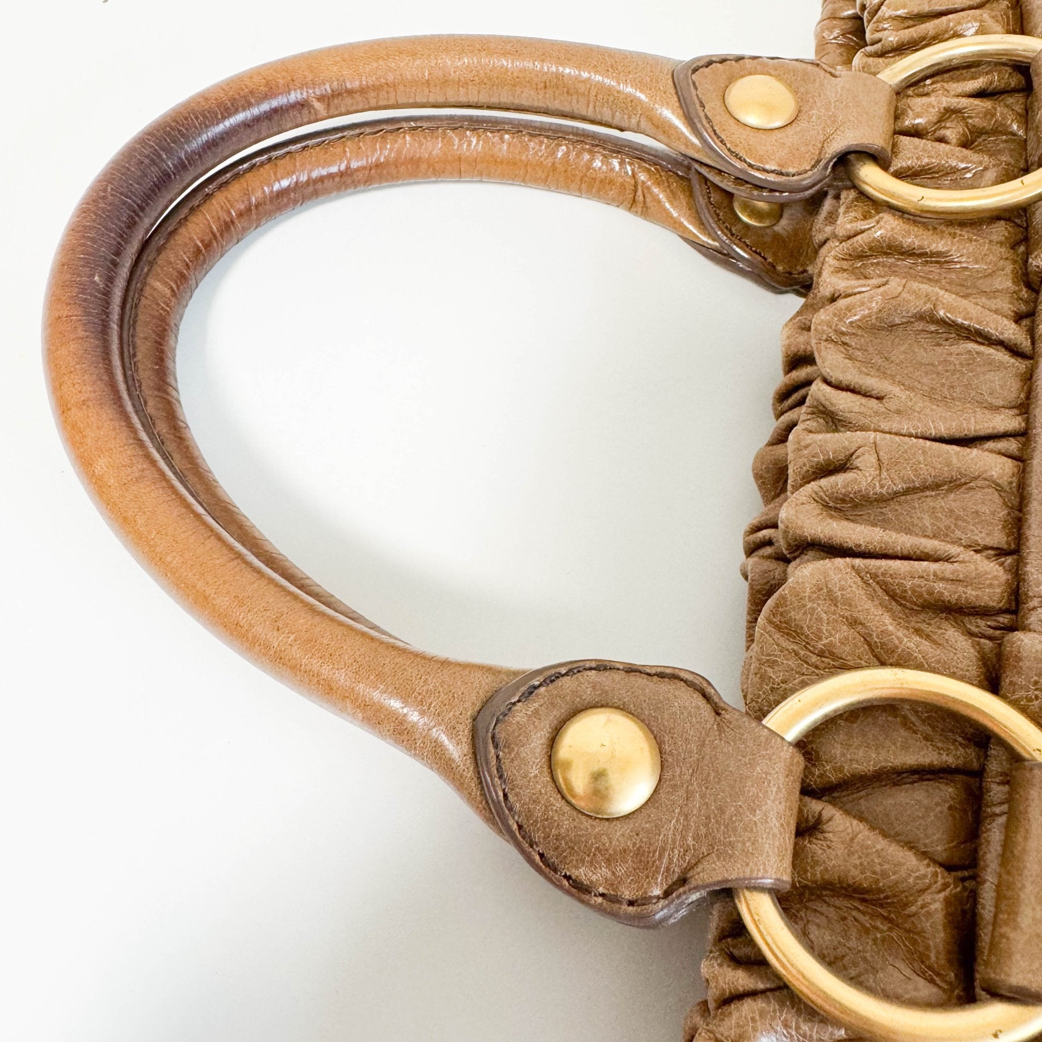 MIU MIU Matelassé Brown Leather Shoulder Bag Tote, in , Sold by HIVE PRELOVED - Handle Bags, Shoulder Bags,