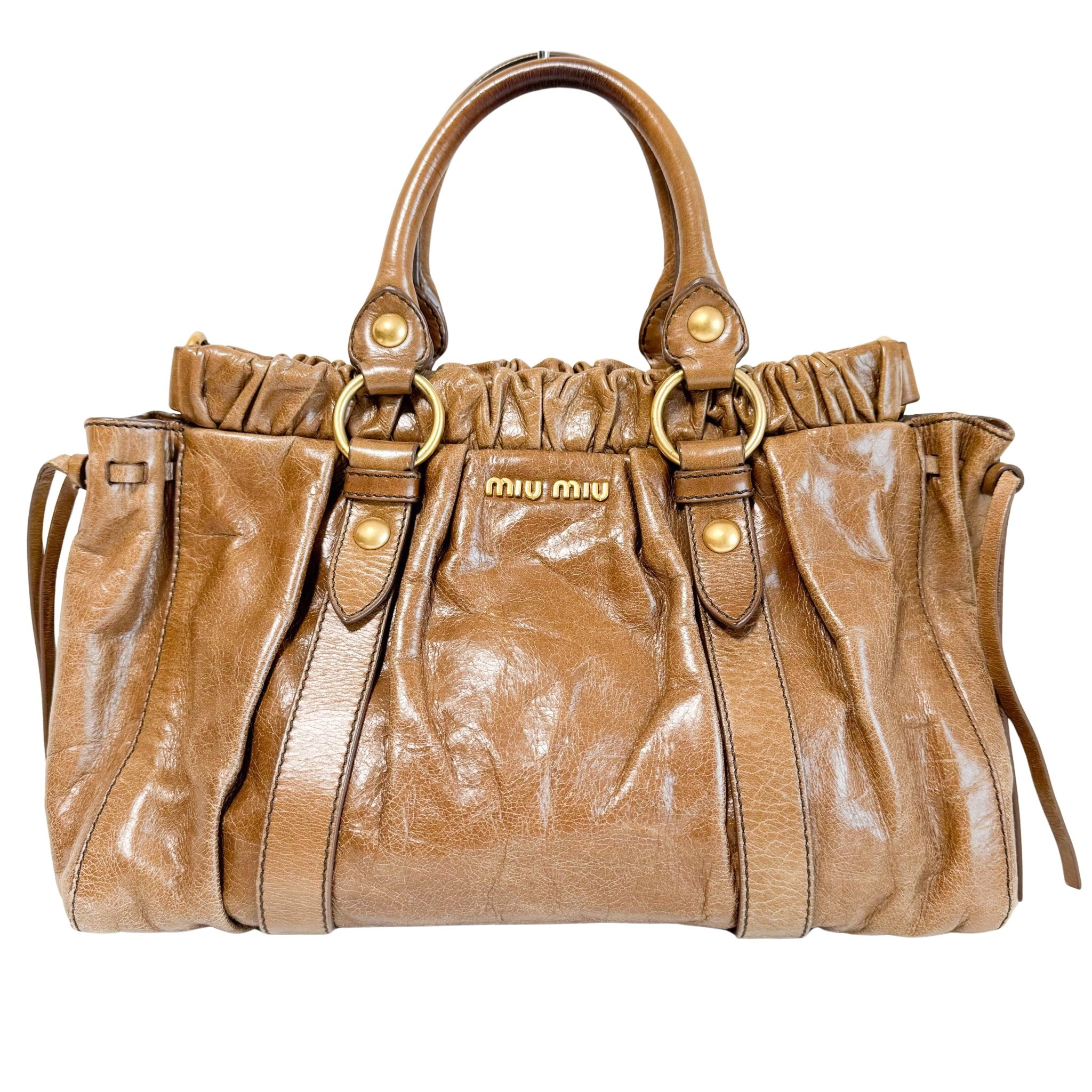 MIU MIU Matelassé Brown Leather Shoulder Bag Tote, in , Sold by HIVE PRELOVED - Handle Bags, Shoulder Bags,