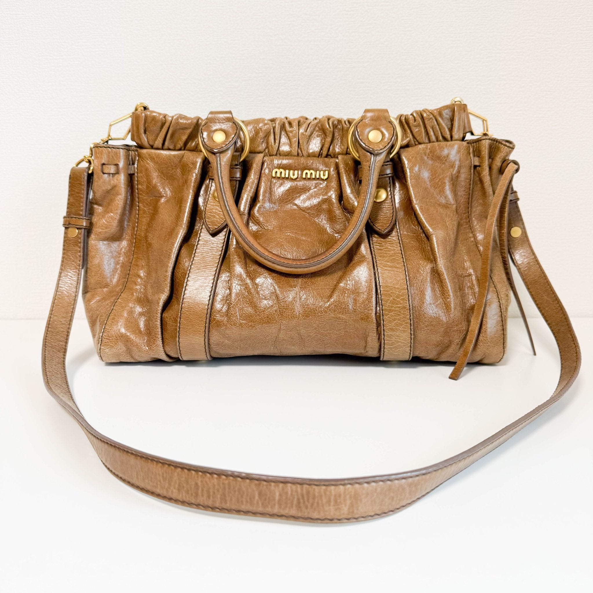 MIU MIU Matelassé Brown Leather Shoulder Bag Tote, in , Sold by HIVE PRELOVED - Handle Bags, Shoulder Bags,