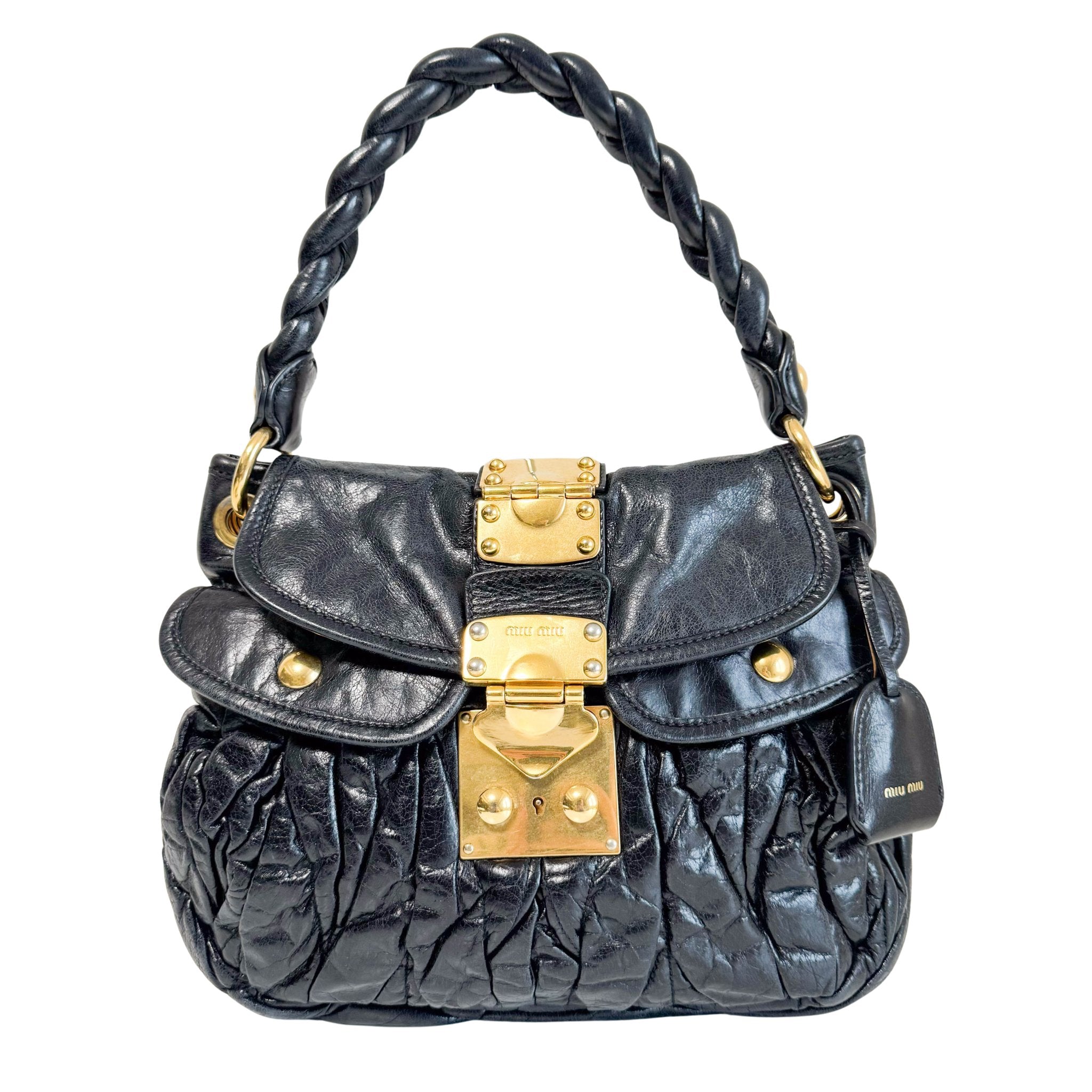 MIU MIU Matelassé Coffer Canvas Satchel Shoulder Bag Black, in , Sold by HIVE PRELOVED - Handle Bags, Shoulder Bags,