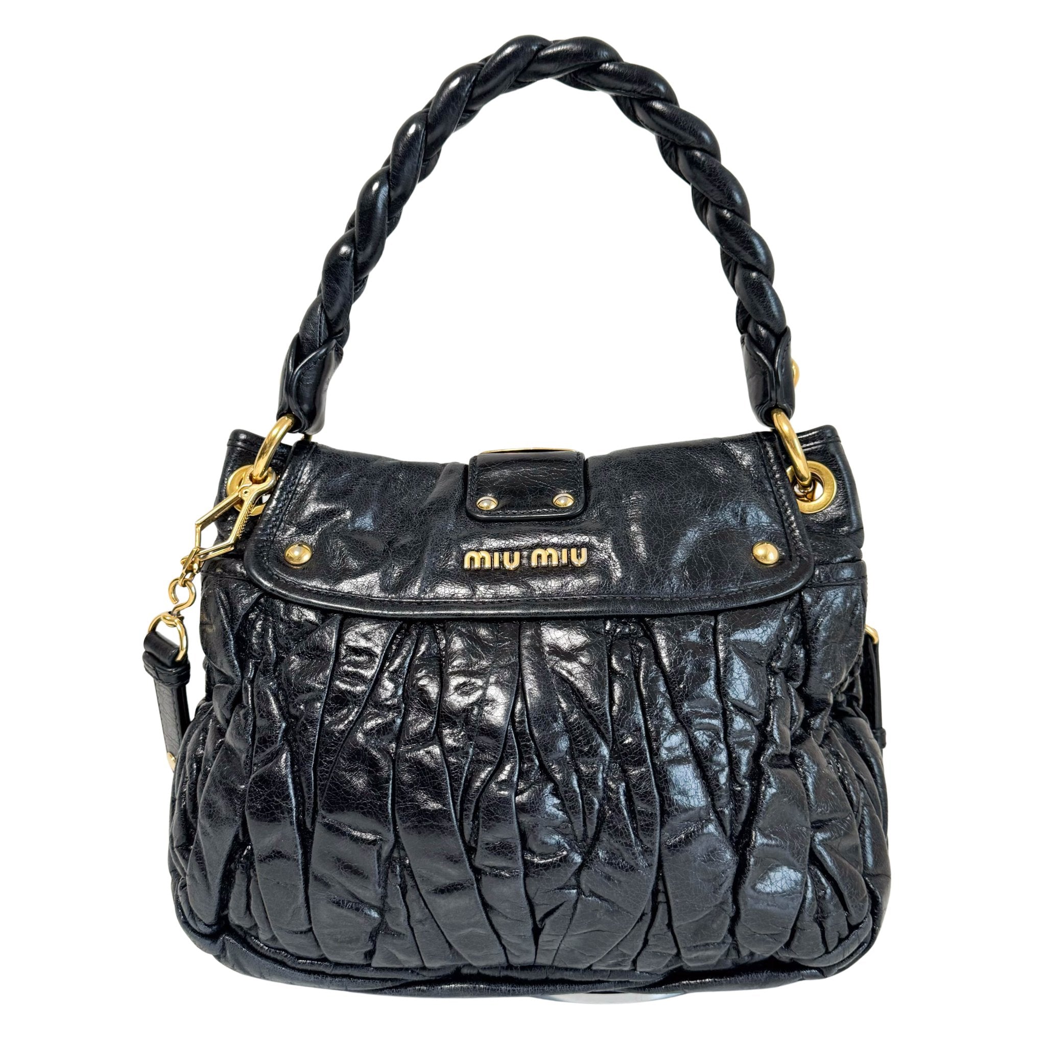 MIU MIU Matelassé Coffer Canvas Satchel Shoulder Bag Black, in , Sold by HIVE PRELOVED - Handle Bags, Shoulder Bags,