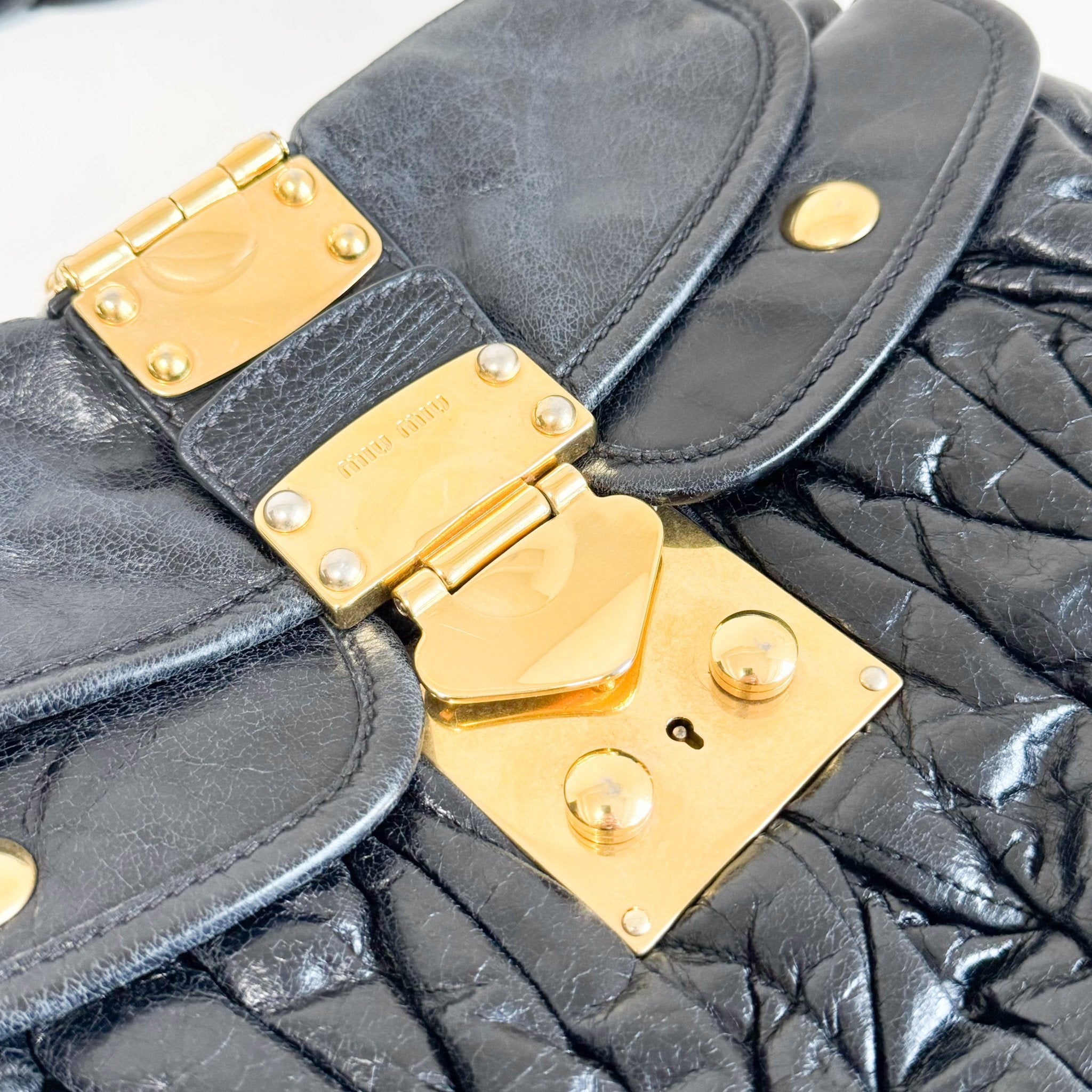 MIU MIU Matelassé Coffer Canvas Satchel Shoulder Bag Black, in , Sold by HIVE PRELOVED - Handle Bags, Shoulder Bags,