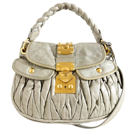 MIU MIU Matelassé Coffer Canvas Satchel Shoulder Bag Green, in , Sold by HIVE PRELOVED - Crossbody bags, Shoulder Bags,