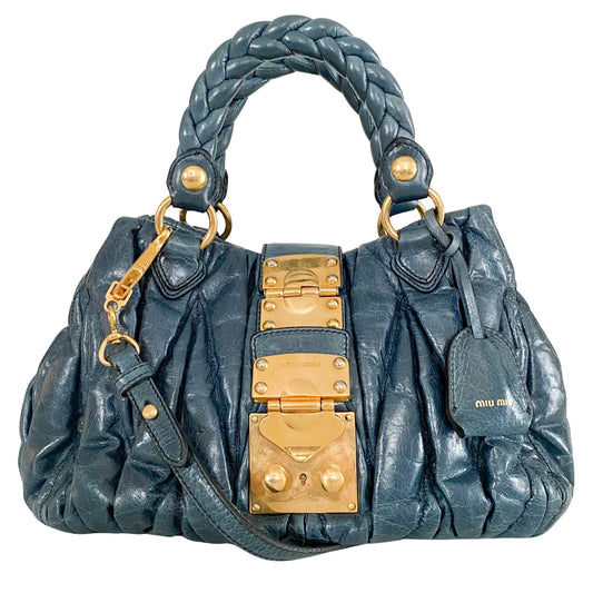 MIU MIU Matelassé Green Leather Shoulder Bag / Tote, in , Sold by HIVE PRELOVED - Shoulder Bags, ,