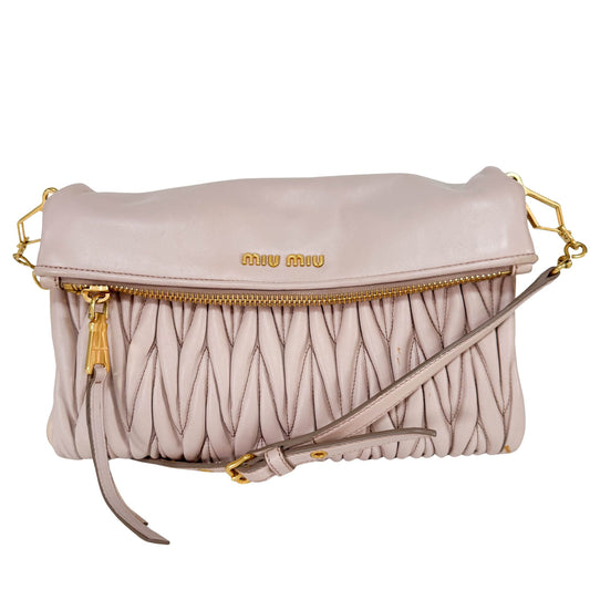MIU MIU Matelassé Lambskin Leather Clutch / Shoulder Bag Pink, in , Sold by HIVE PRELOVED - Clutch bags, Shoulder Bags,