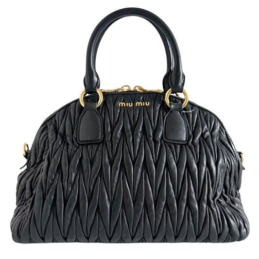 MIU MIU Matelassé Lambskin Leather Double Handle Handbag Black, in , Sold by HIVE PRELOVED - Handle Bags, ,