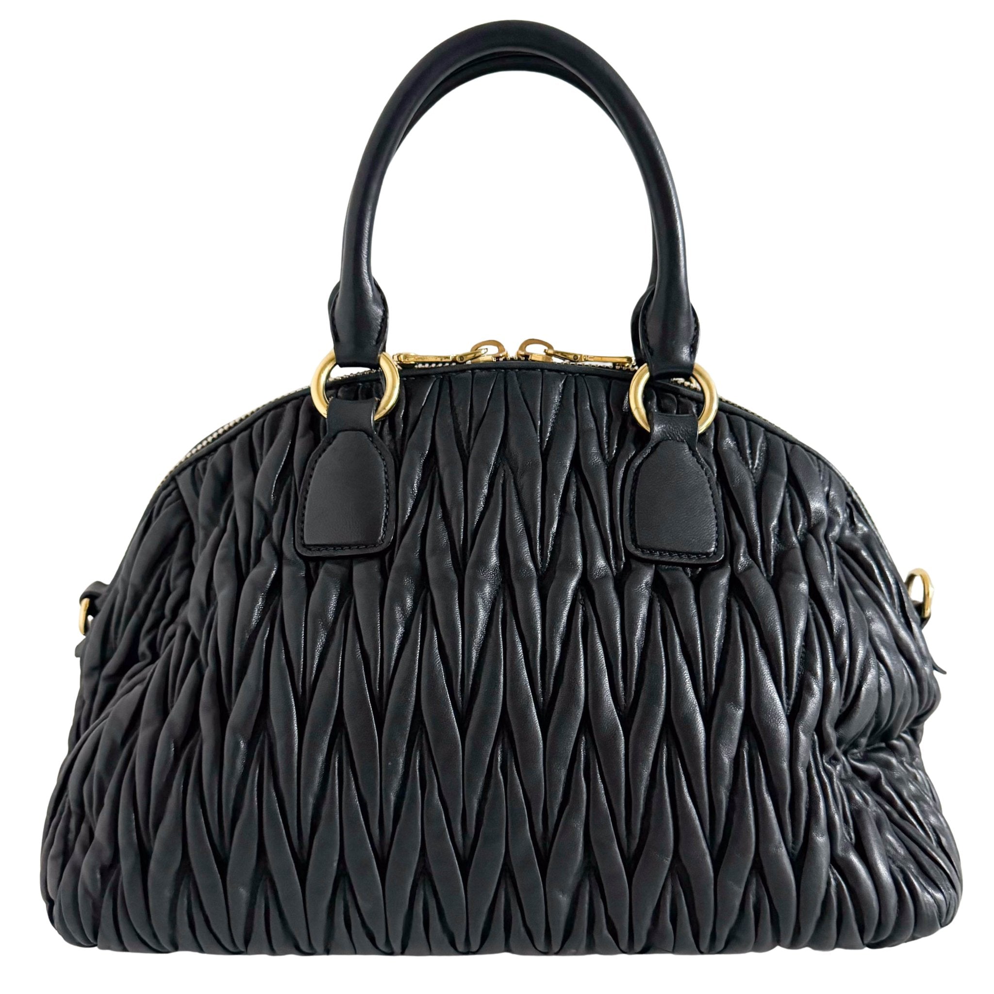 MIU MIU Matelassé Lambskin Leather Double Handle Handbag