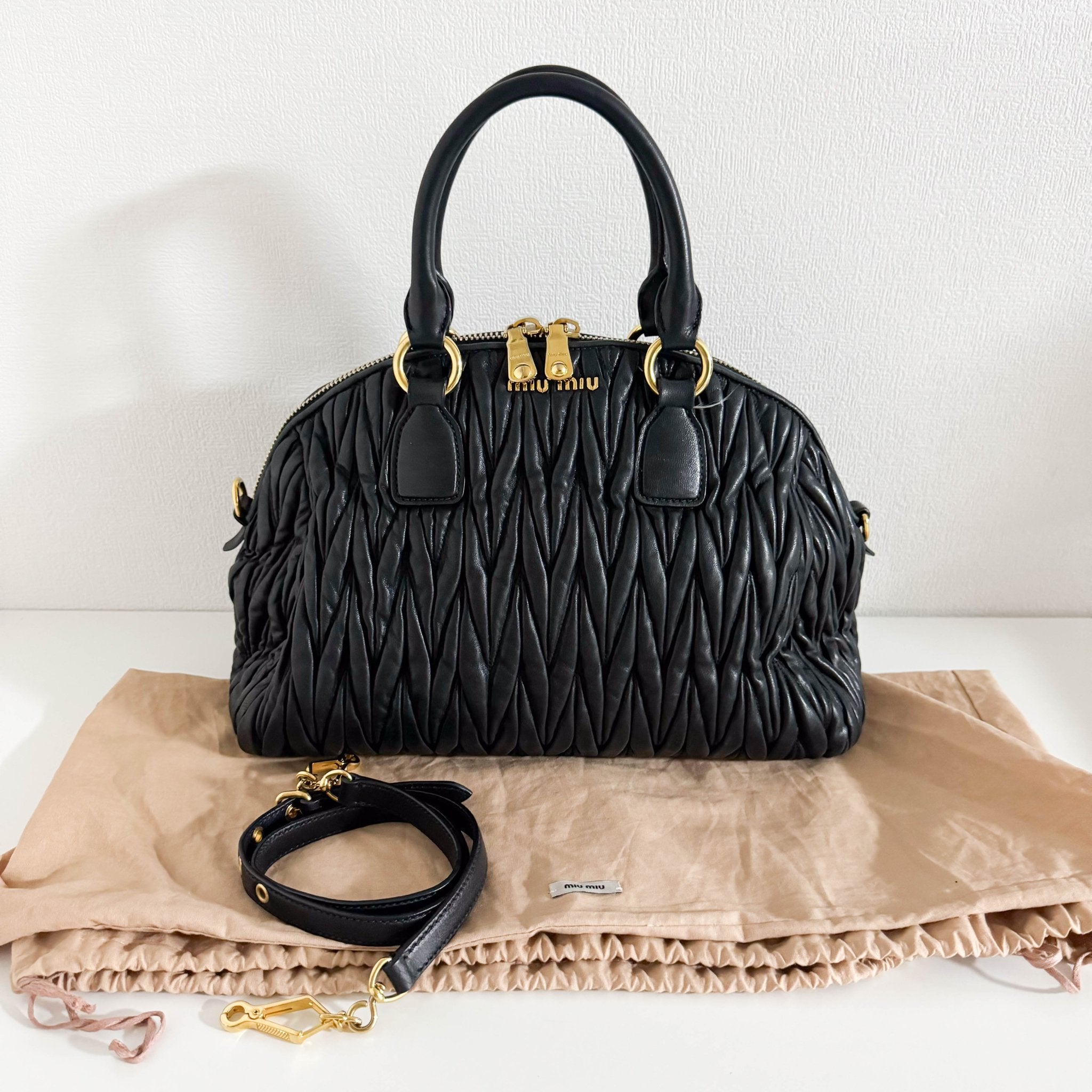 【FW25＊日本未入荷】Miu Miu Matelasse Lamb Leather Bag MIU MIU Matelassé Lambskin Leather Double Handle Handbag
