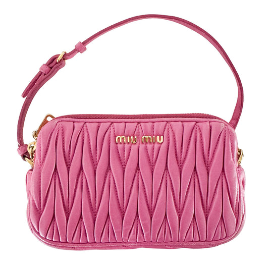 MIU MIU Matelassé Lambskin Leather Mini Pink Camera Pouch Bag, in , Sold by HIVE PRELOVED - Handle Bags, Mini bags,