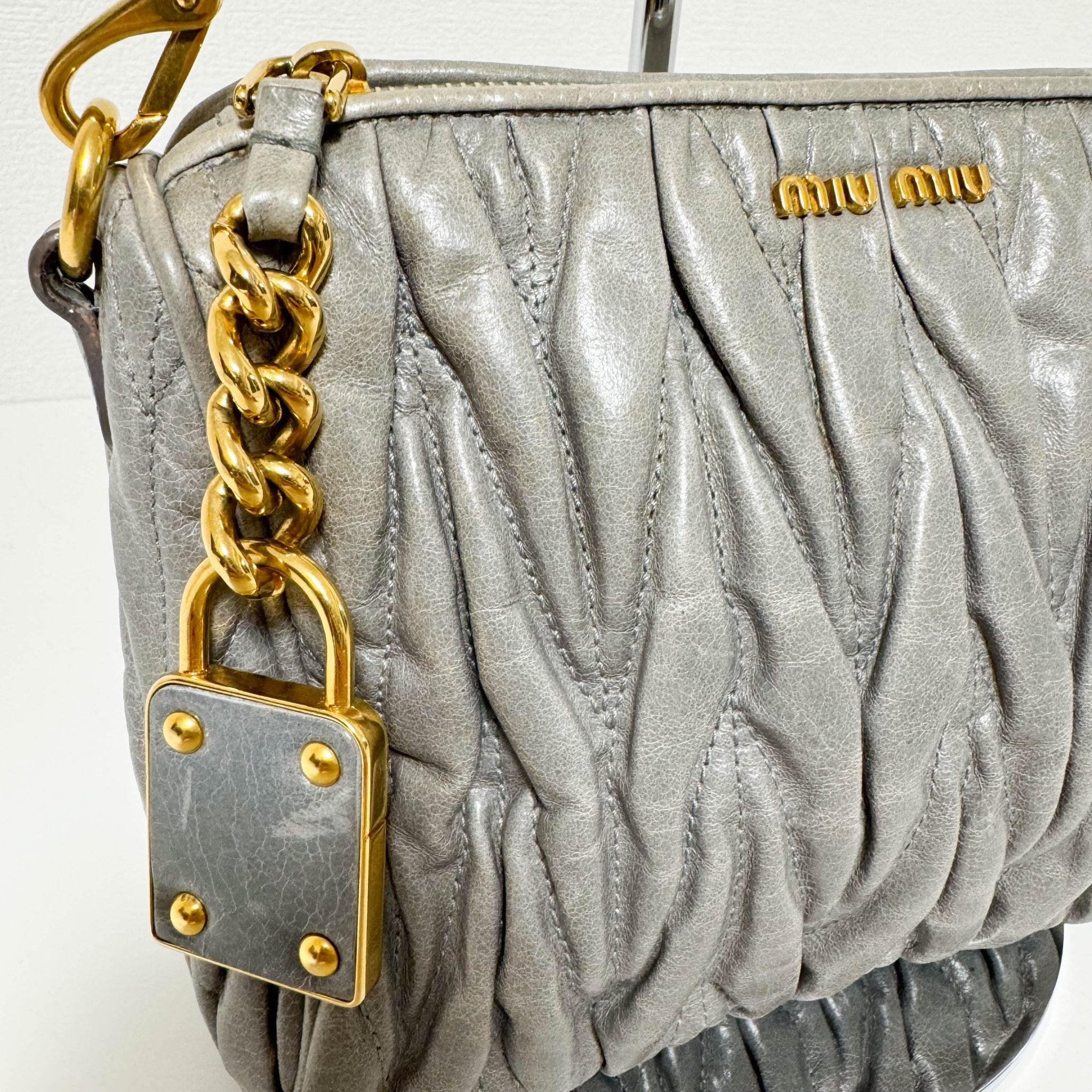 MIU MIU Matelassé Mini Cadena Lock Charm Shoulder Bag, in , Sold by HIVE PRELOVED - Shoulder Bags, ,