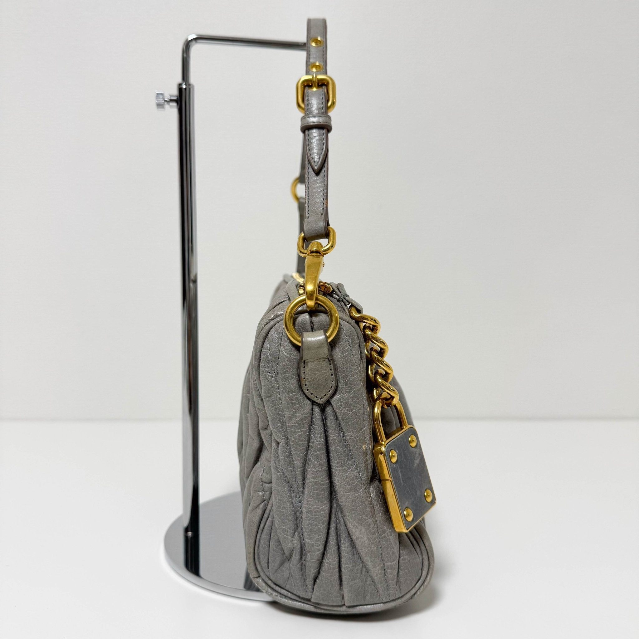 MIU MIU Matelassé Mini Cadena Lock Charm Shoulder Bag, in , Sold by HIVE PRELOVED - Shoulder Bags, ,