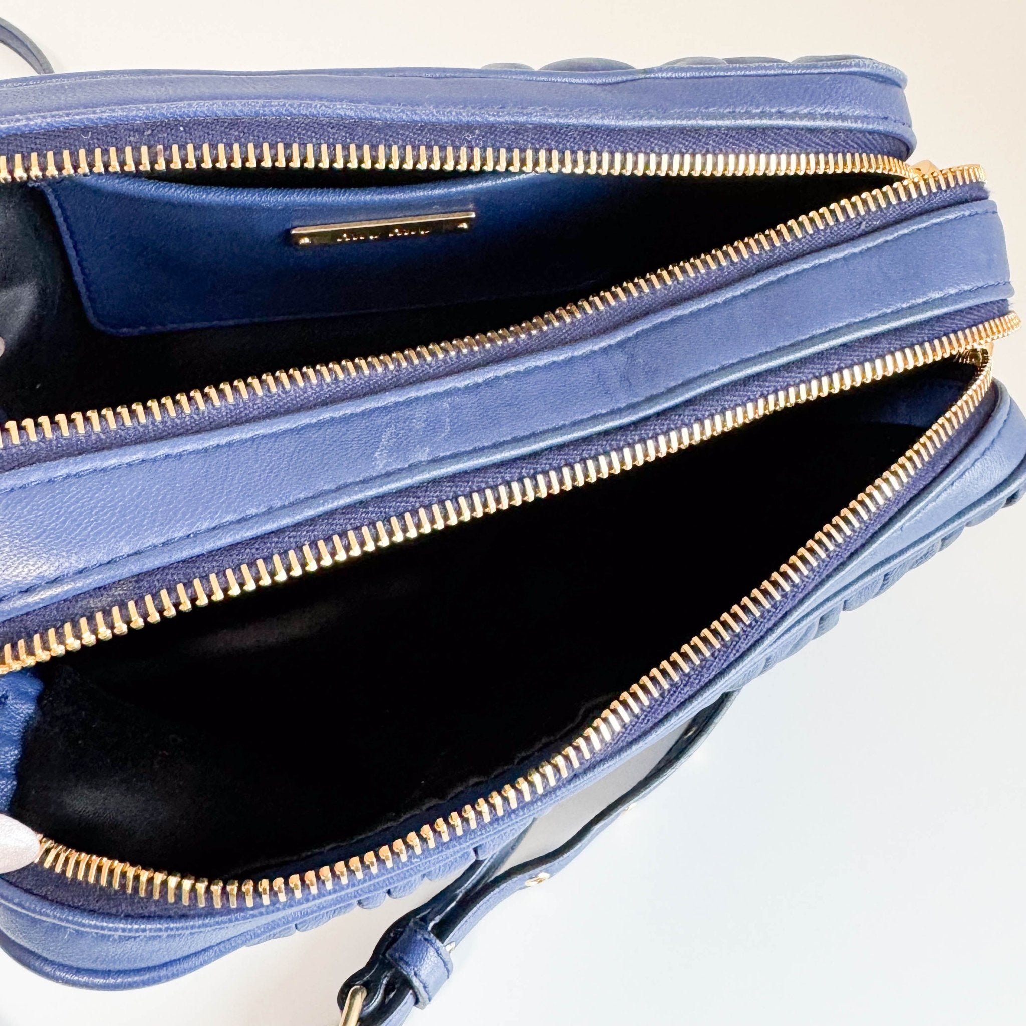 MIU MIU Matelasse Navy Lambskin Leather Camera Crossbody Bag, in , Sold by HIVE PRELOVED - Crossbody bags, ,