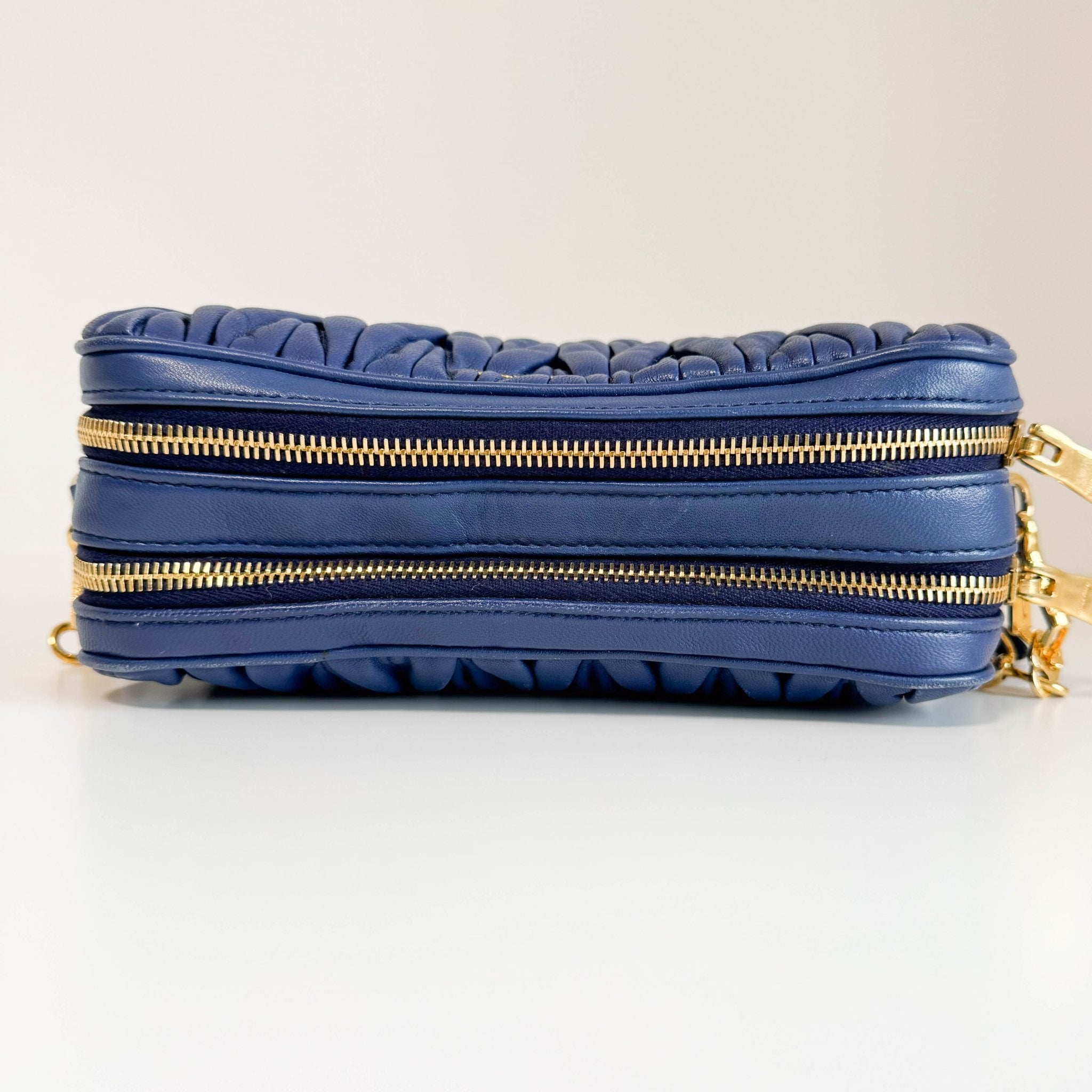 MIU MIU Matelasse Navy Lambskin Leather Camera Crossbody Bag, in , Sold by HIVE PRELOVED - Crossbody bags, ,