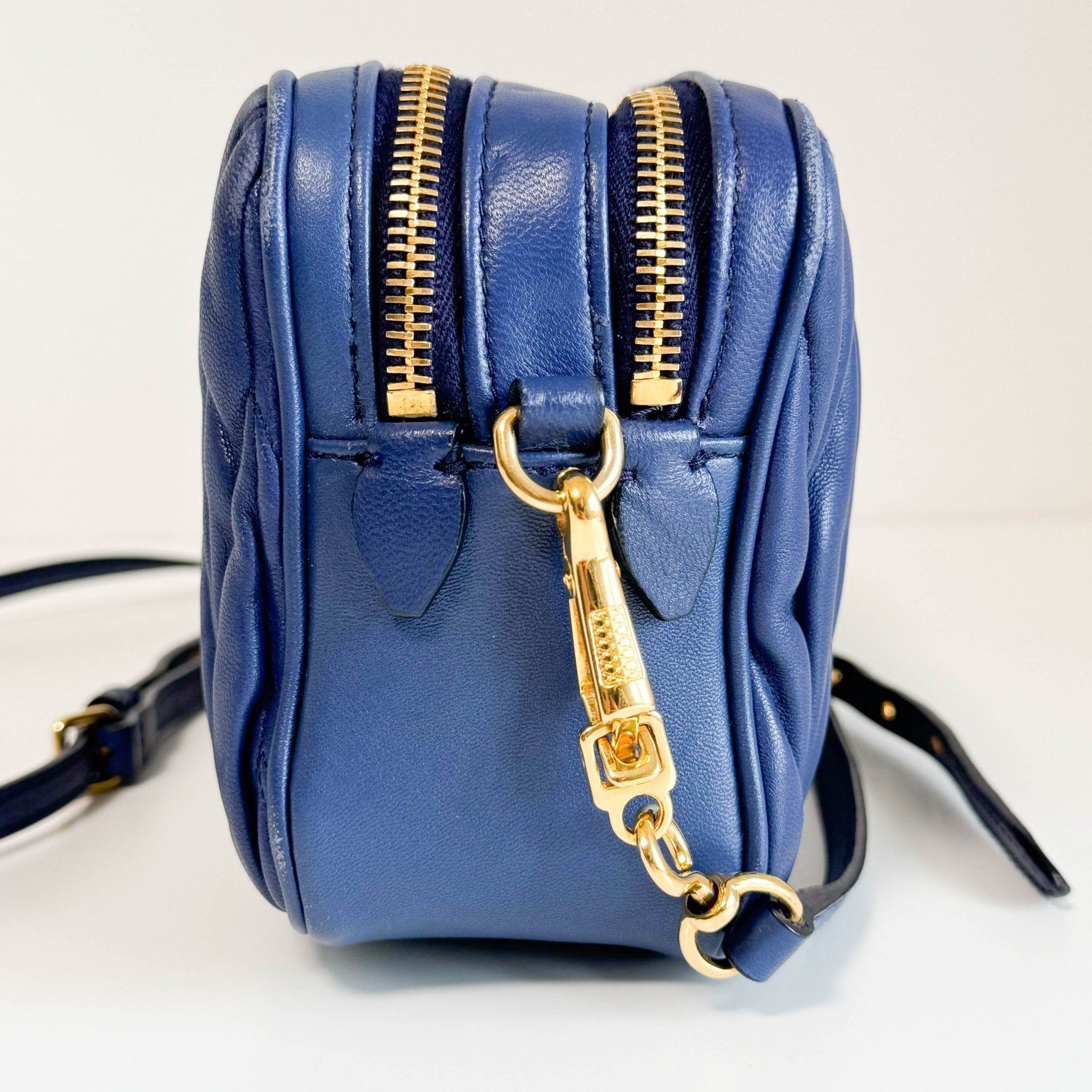 MIU MIU Matelasse Navy Lambskin Leather Camera Crossbody Bag, in , Sold by HIVE PRELOVED - Crossbody bags, ,