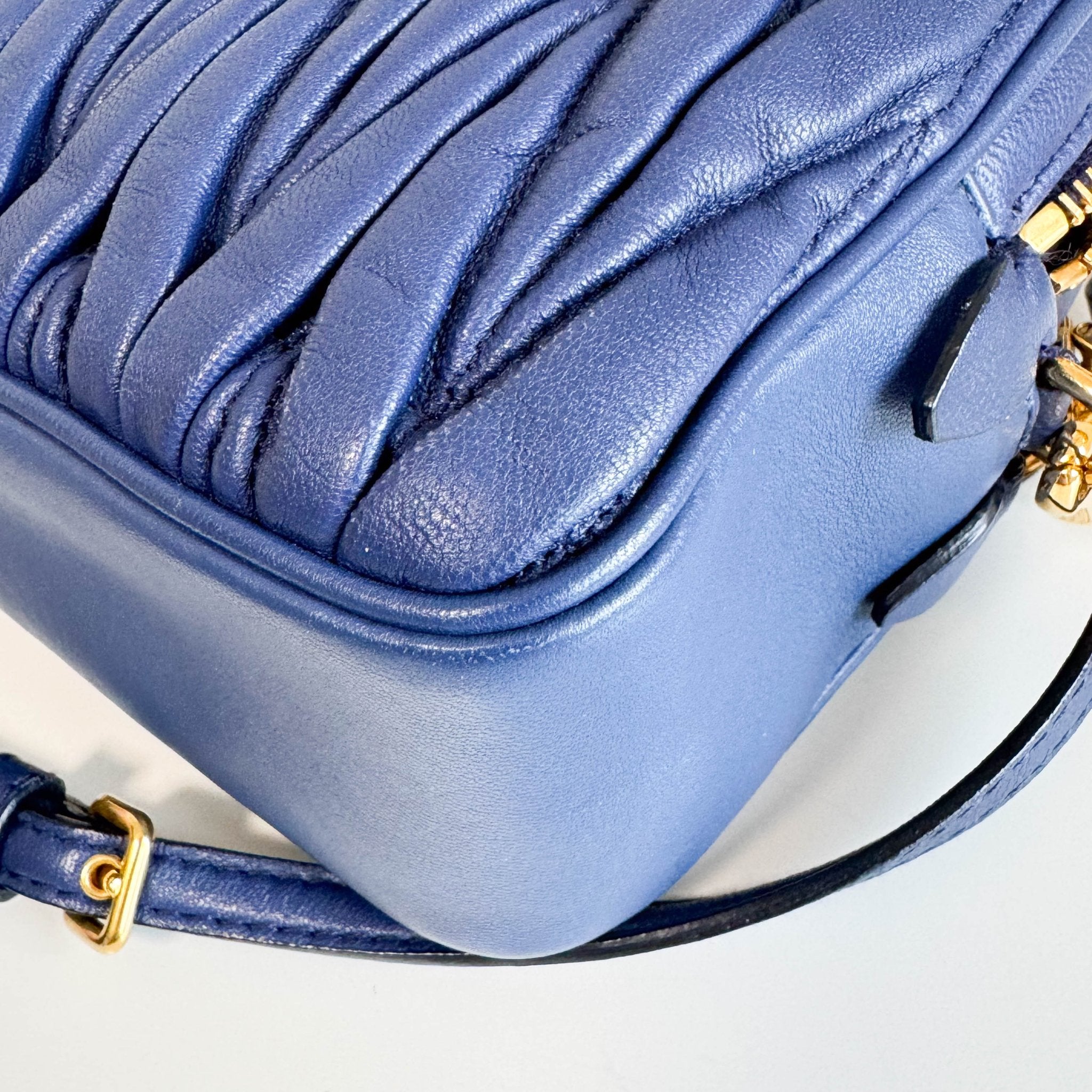 MIU MIU Matelasse Navy Lambskin Leather Camera Crossbody Bag, in , Sold by HIVE PRELOVED - Crossbody bags, ,