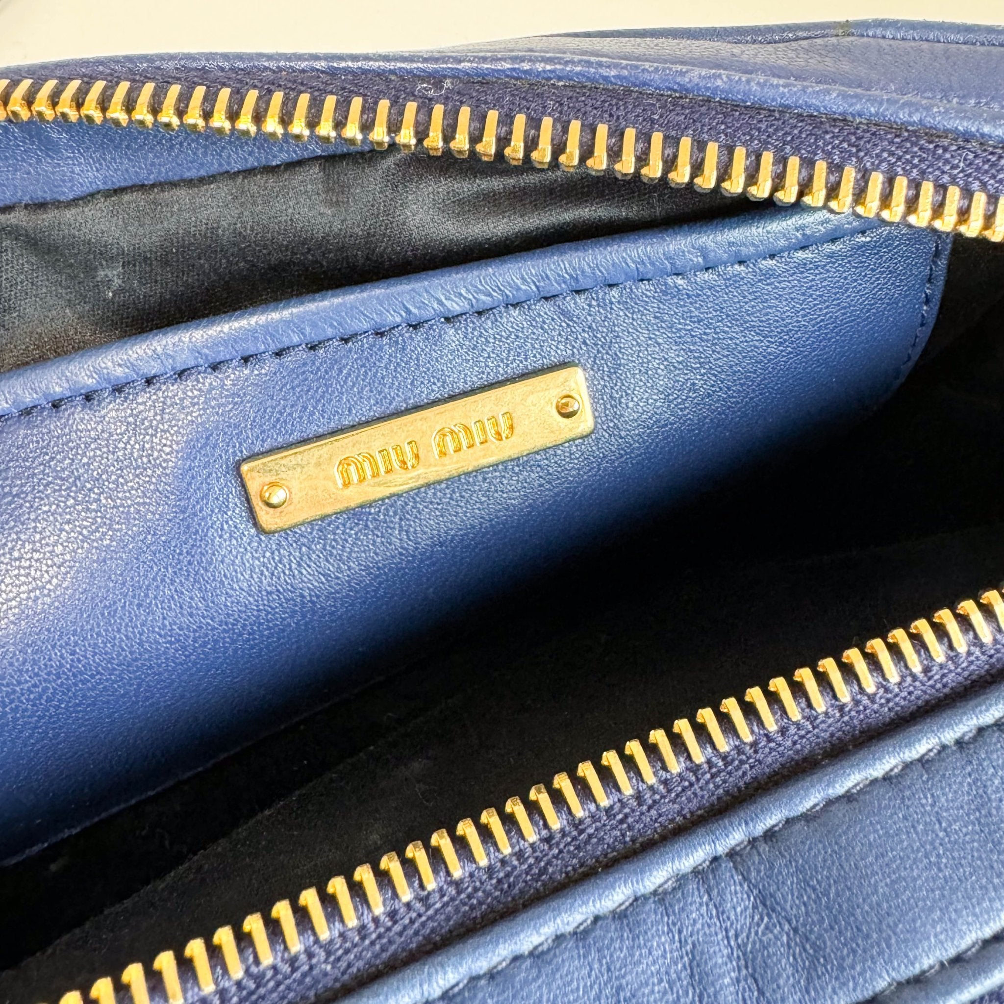 MIU MIU Matelasse Navy Lambskin Leather Camera Crossbody Bag, in , Sold by HIVE PRELOVED - Crossbody bags, ,