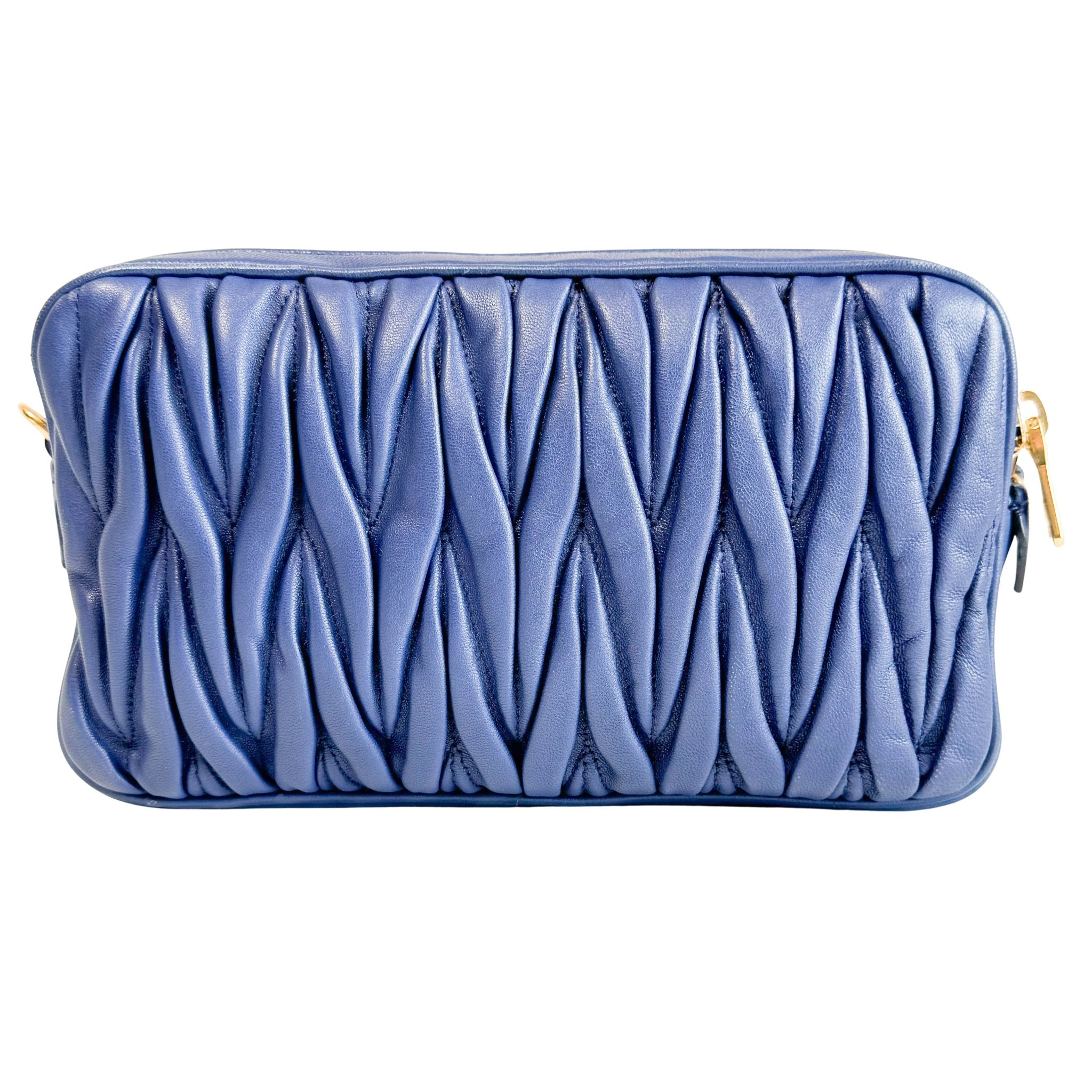 MIU MIU Matelasse Navy Lambskin Leather Camera Crossbody Bag, in , Sold by HIVE PRELOVED - Crossbody bags, ,