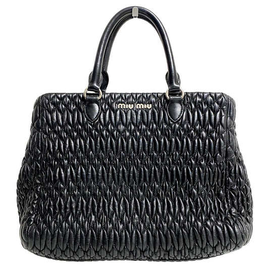 MIU MIU Miu Crystal Matelassé Black Leather Tote Shoulder Bag, in , Sold by HIVE PRELOVED - Crossbody bags, Handle Bags, Shoulder Bags