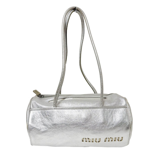 MIU MIU Miu Miu Archive LED Light - up Metallic Silver Barrel Cylinder Shoulder Bag, in , Sold by HIVE PRELOVED - Shoulder Bags, ,
