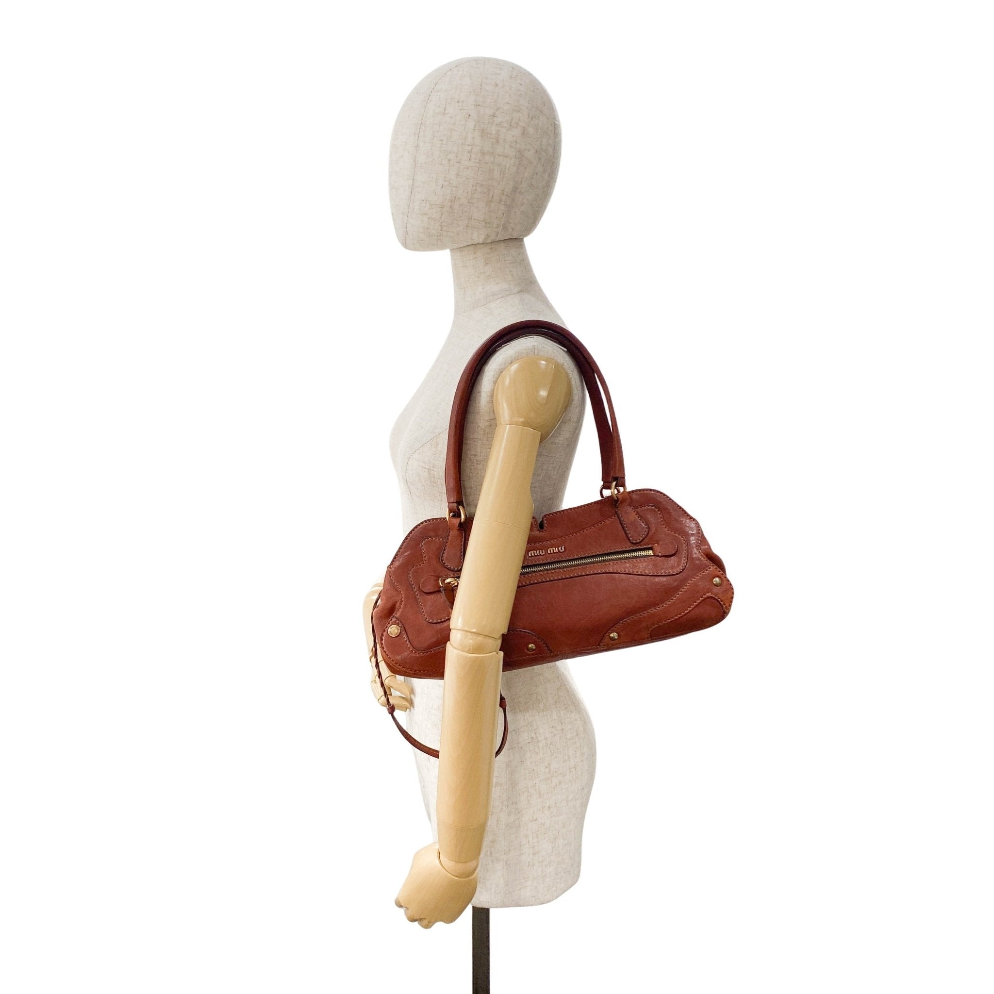 MIU MIU Miu Miu Leather Brown Shoulder Bag, in , Sold by HIVE PRELOVED - Shoulder Bags, ,