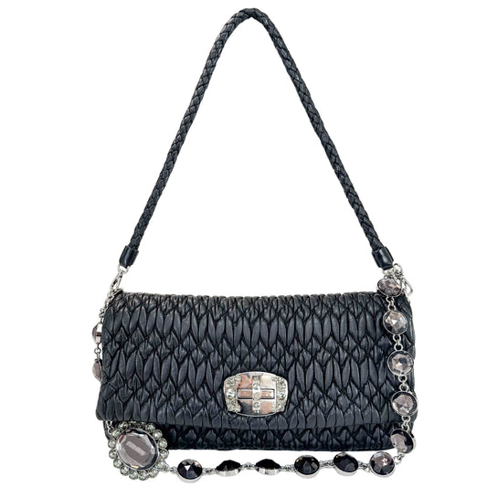 MIU MIU Nappa Crystal Black Leather Chain Shoulder Bag, in , Sold by HIVE PRELOVED - Shoulder Bags, ,