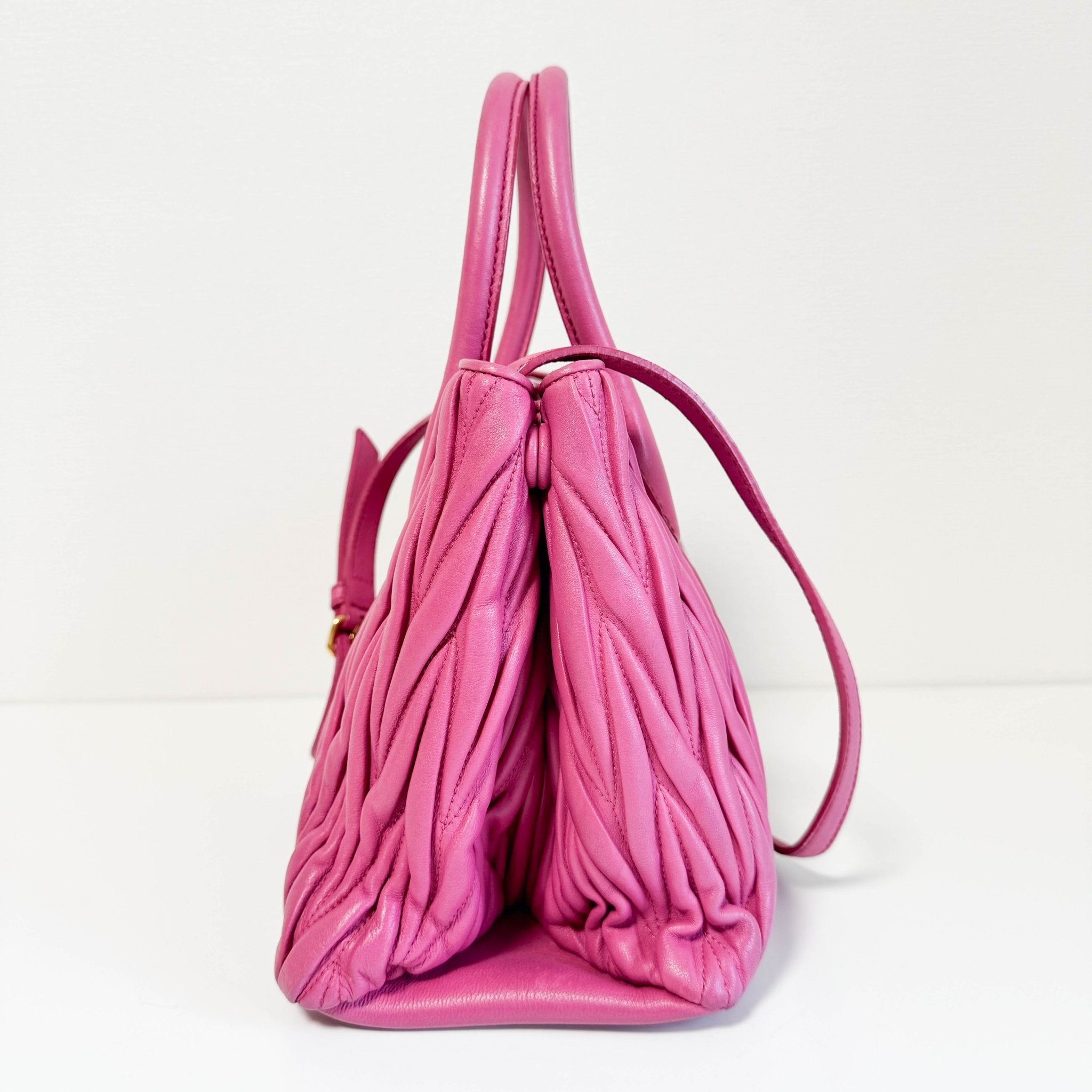 MIU MIU Nappa Matelassé Leather Top Handle Shoulder Bag Pink, in , Sold by HIVE PRELOVED - Handle Bags, ,