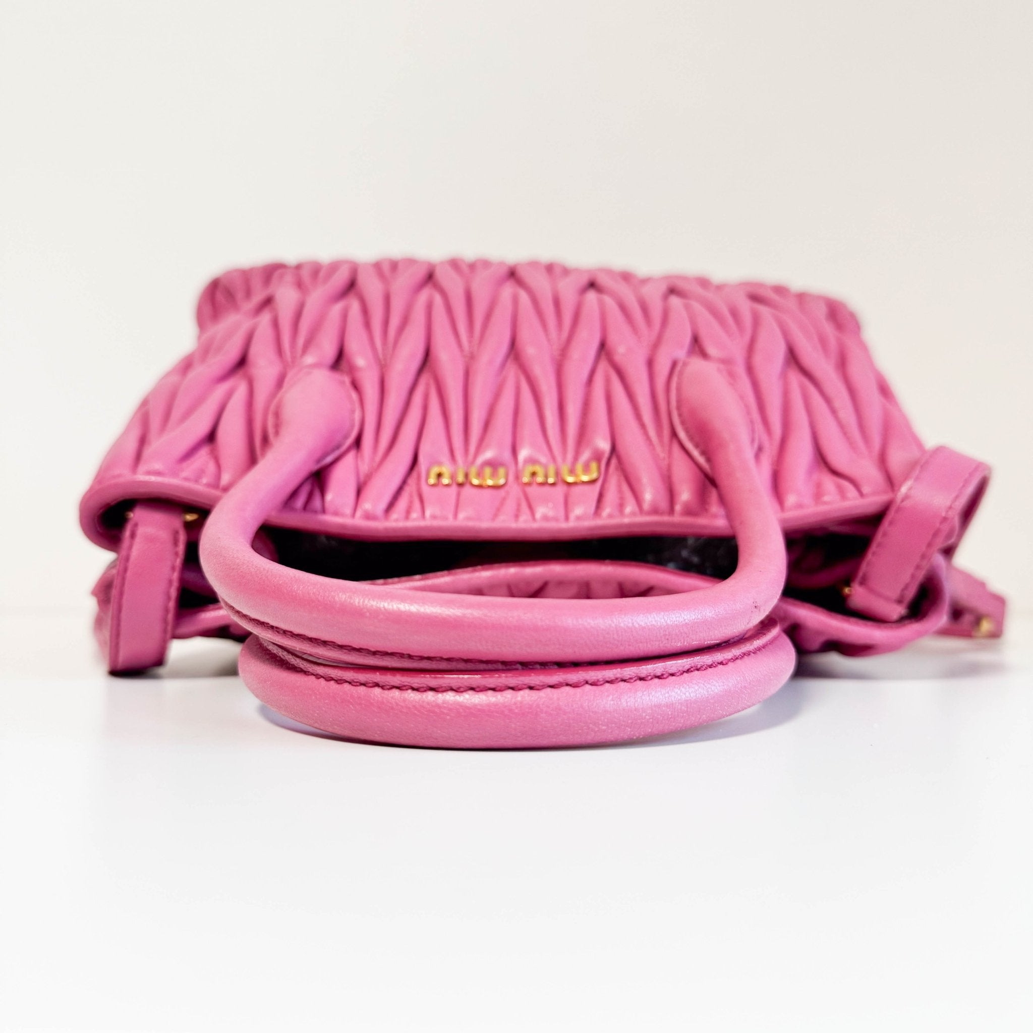 MIU MIU Nappa Matelassé Leather Top Handle Shoulder Bag Pink, in , Sold by HIVE PRELOVED - Handle Bags, ,