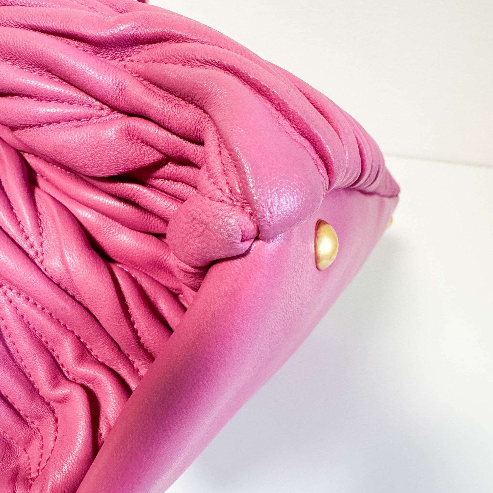 MIU MIU Nappa Matelassé Leather Top Handle Shoulder Bag Pink, in , Sold by HIVE PRELOVED - Handle Bags, ,